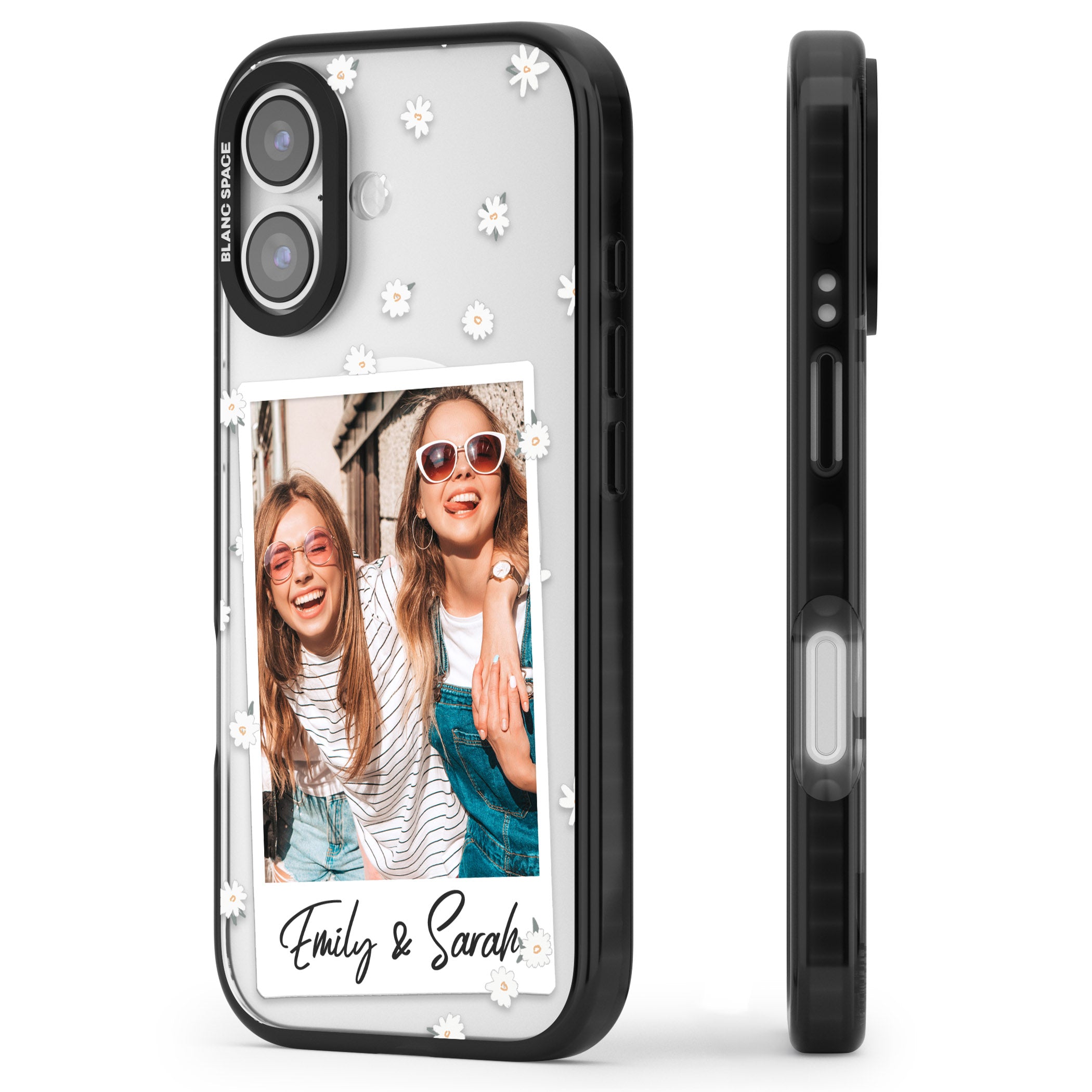 Personalised Daisy Instant Photo iPhone 17 Impact Pro Black Phone Case Side Profile