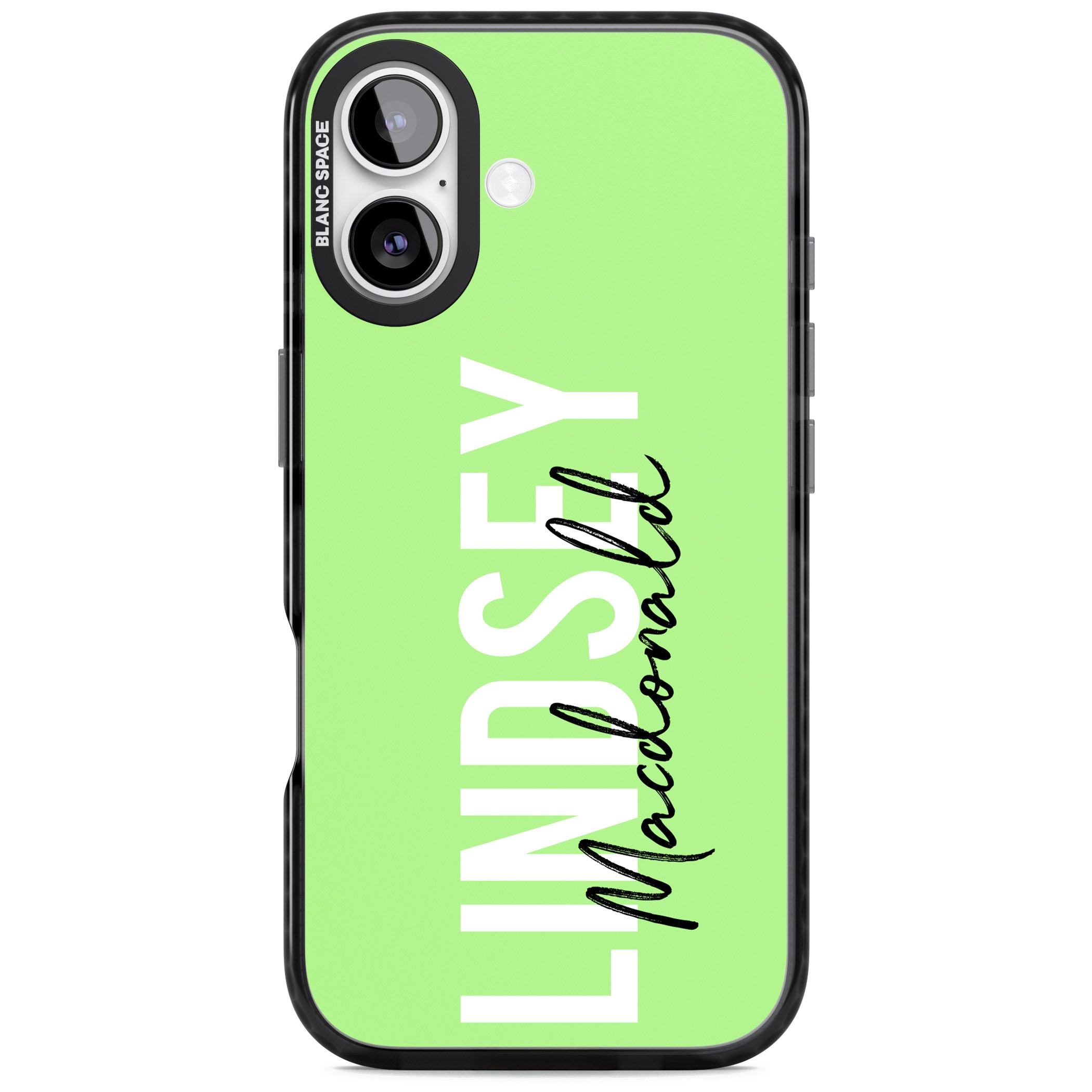 Personalised Bold Name: Lime iPhone 17 Impact Pro Black Phone Case