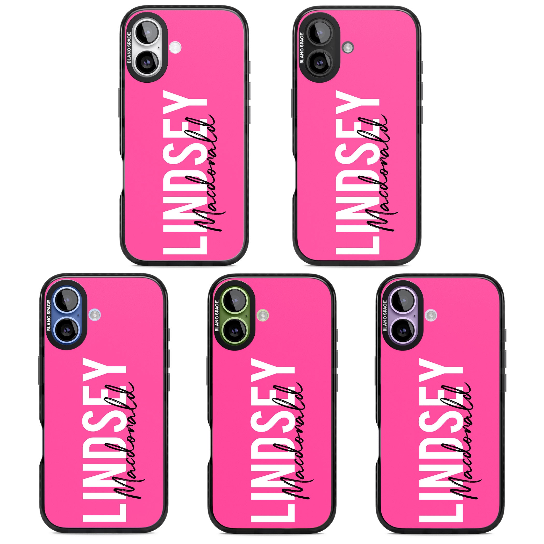 Personalised Bold Name: Pink iPhone 17 Impact Pro Black Phone Case APT Impact Protection
