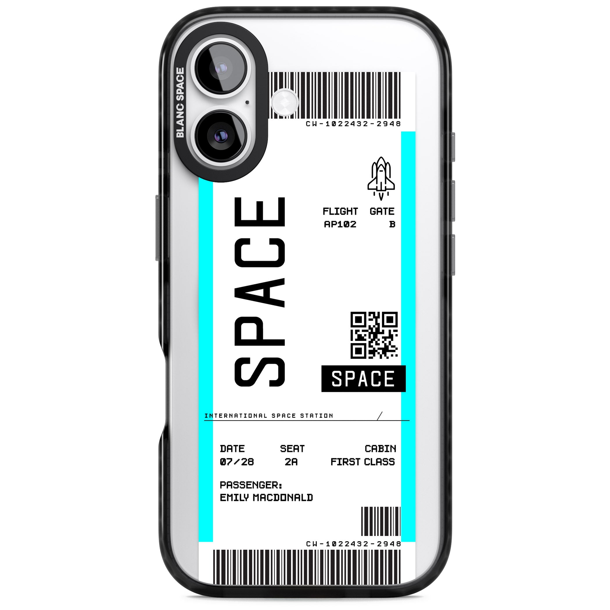 Personalised Space Travel Ticket iPhone 17 Impact Pro Black Phone Case