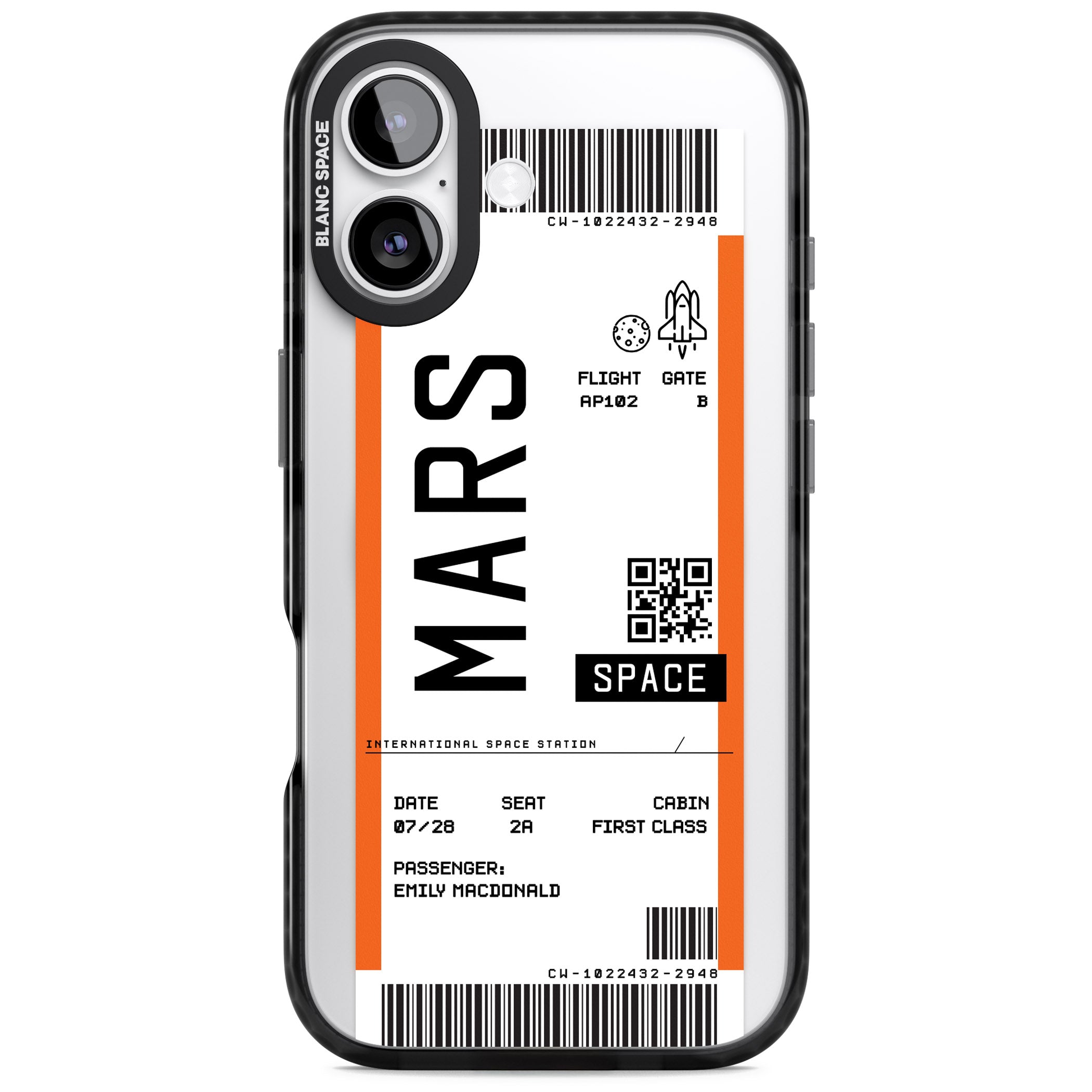 Personalised Mars Travel Ticket iPhone 17 Impact Pro Black Phone Case