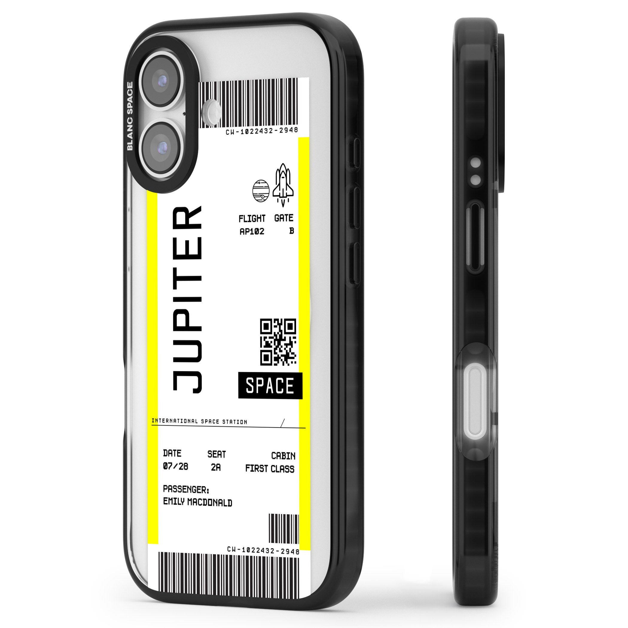 Personalised Jupiter Travel Ticket iPhone 17 Impact Pro Black Phone Case Side Profile