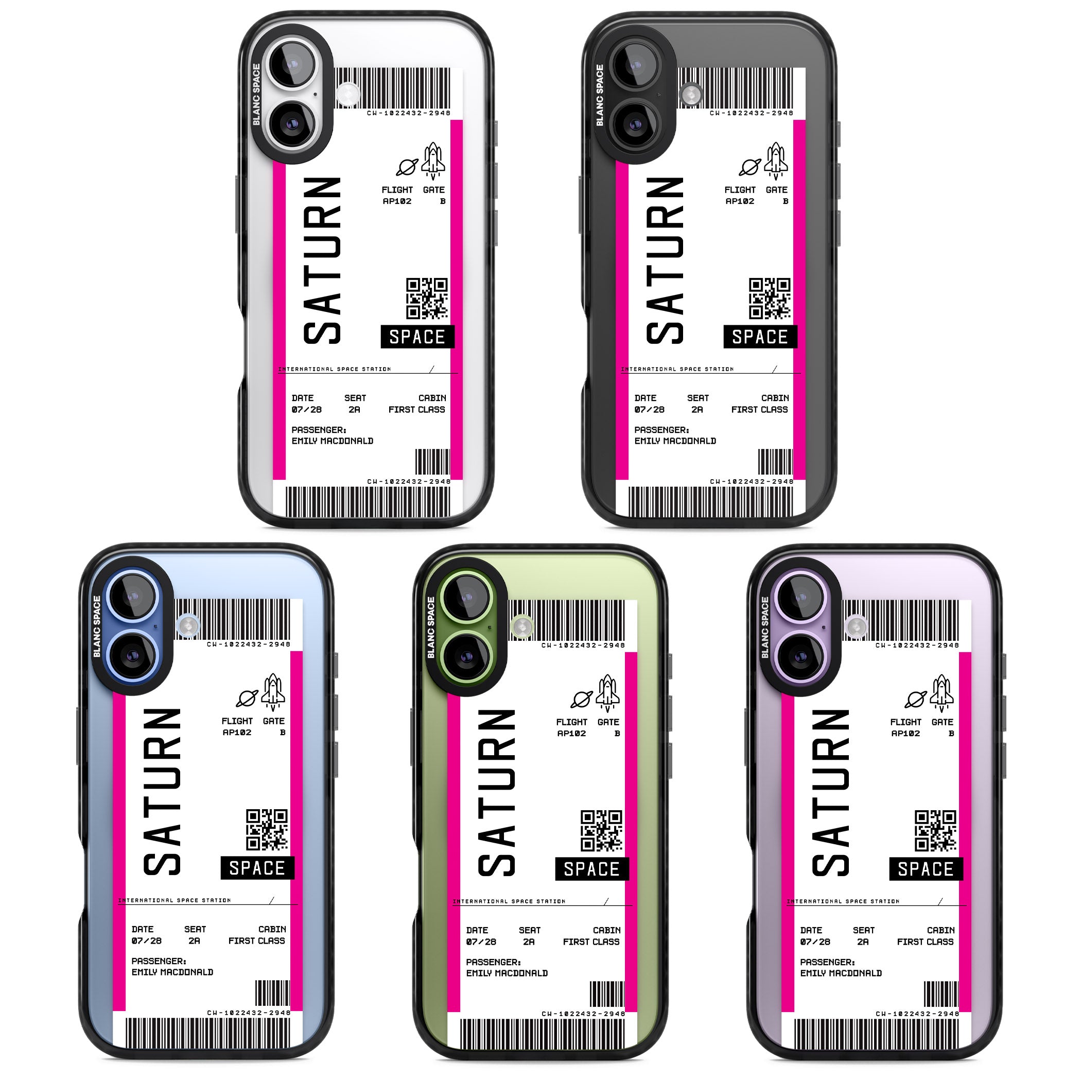 Personalised Saturn Travel Ticket iPhone 17 Impact Pro Black Phone Case APT Impact Protection