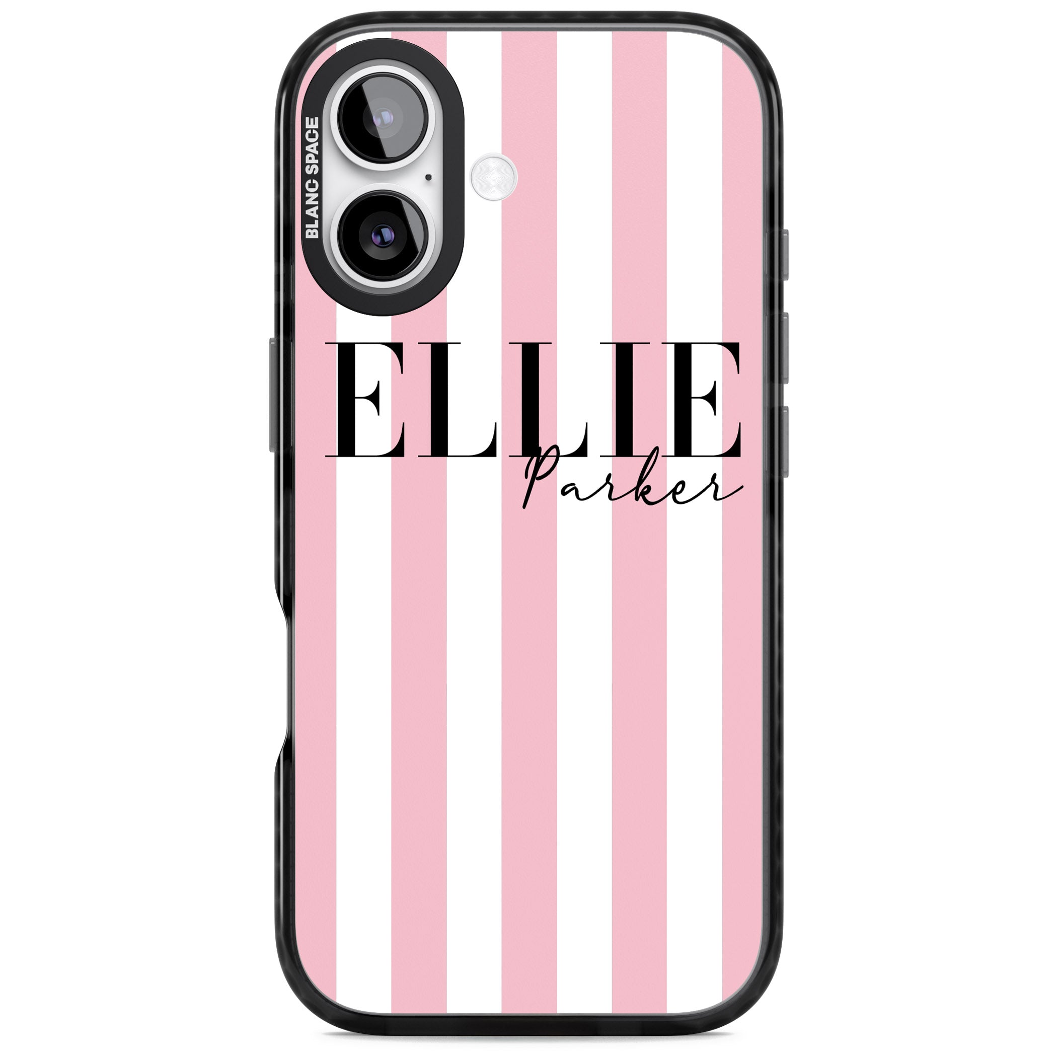 Personalised Pink Stripes iPhone 17 Impact Pro Black Phone Case