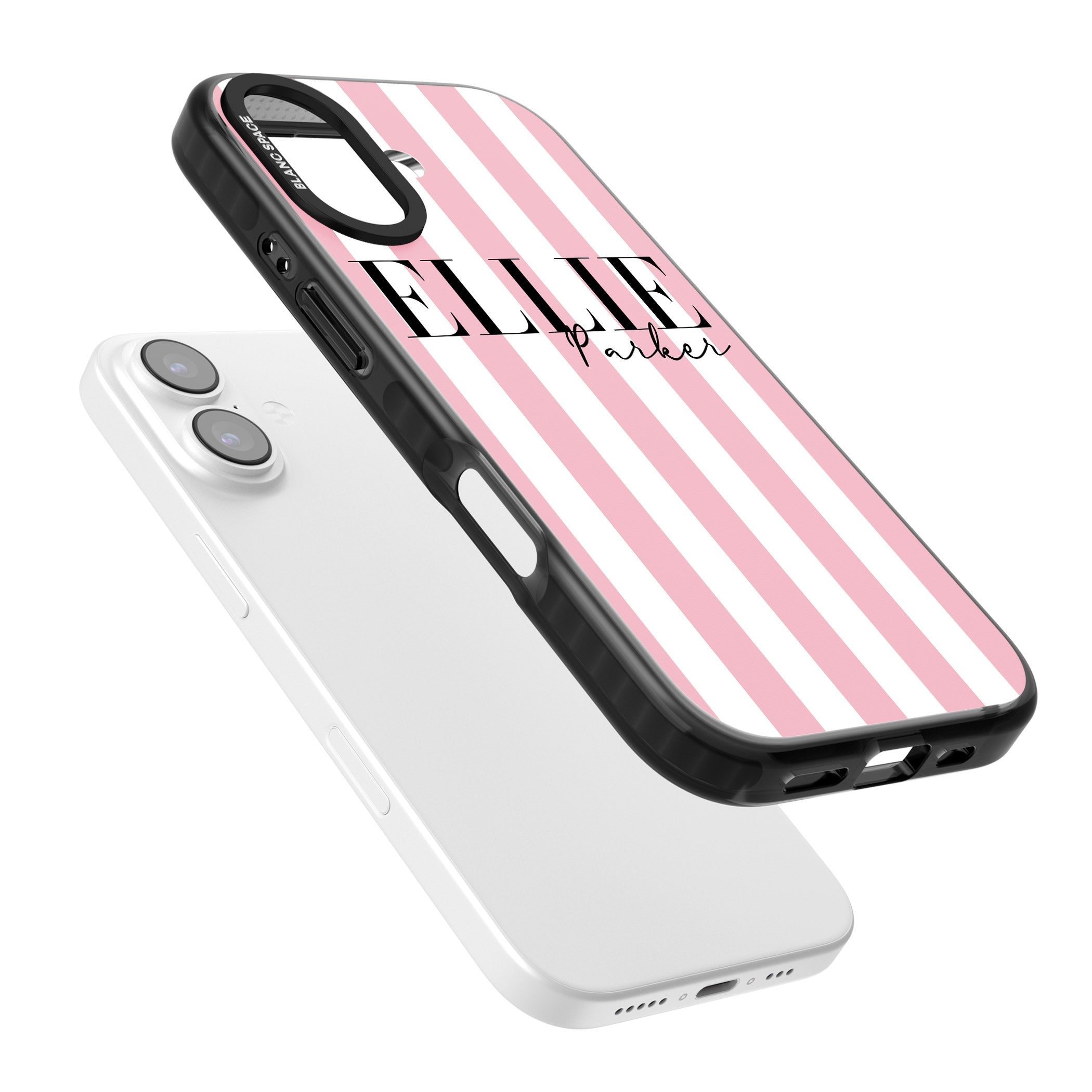 Personalised Pink Stripes iPhone 17 Impact Pro Black Phone Case Colours