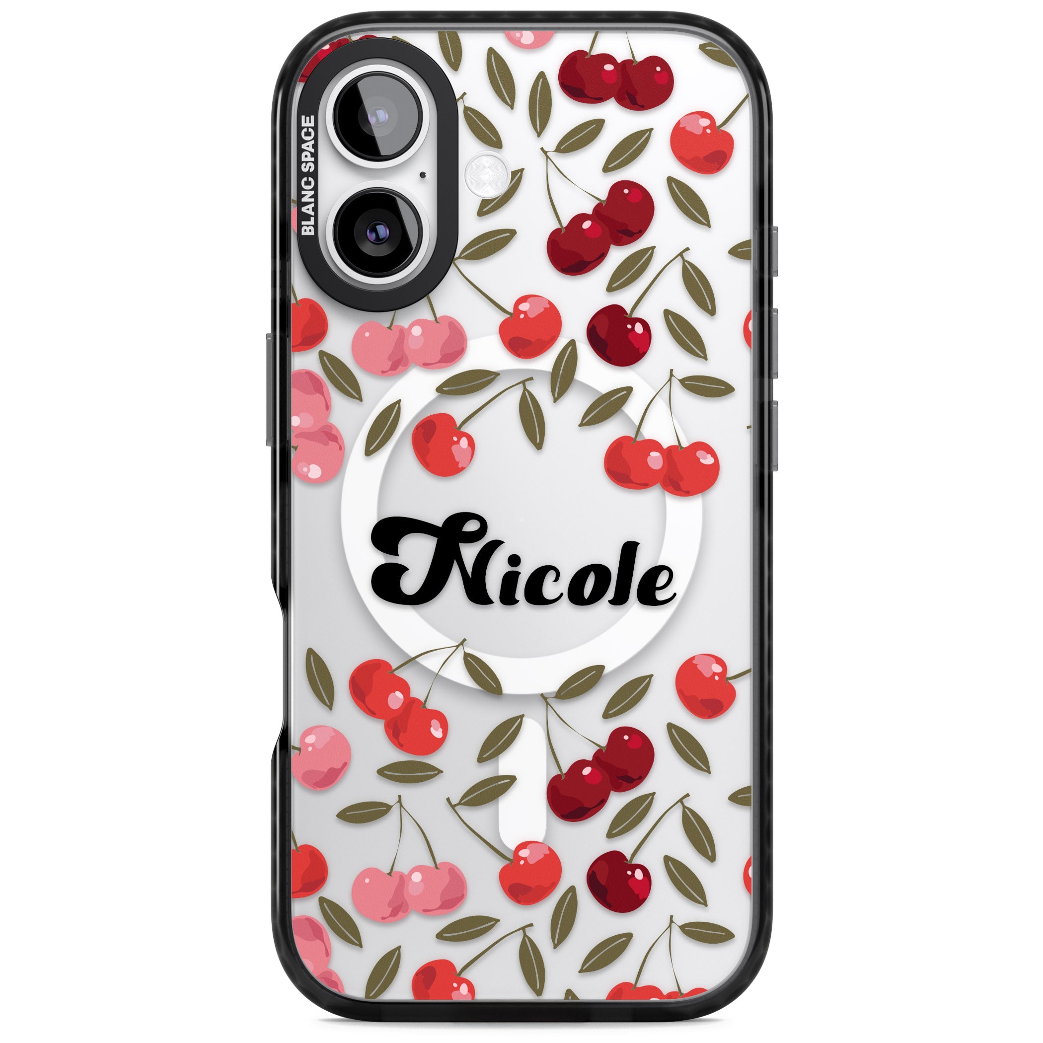 Personalised Cherry Pattern iPhone 17 Impact Pro Black Phone Case
