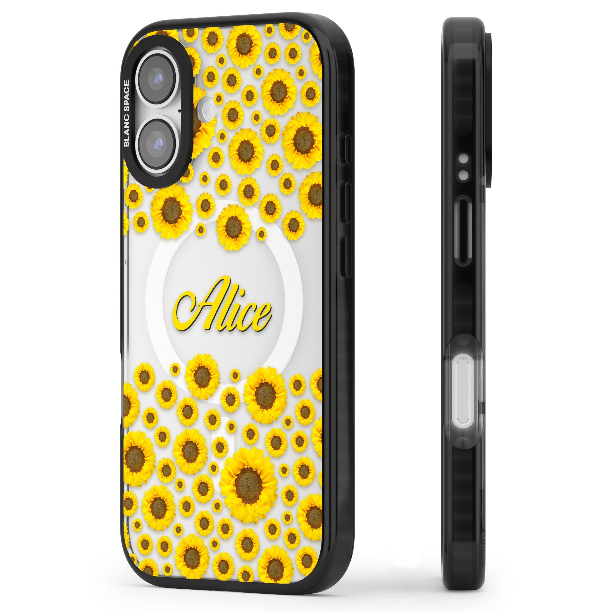 Personalised Sunflowers iPhone 17 Impact Pro Black Phone Case Side Profile