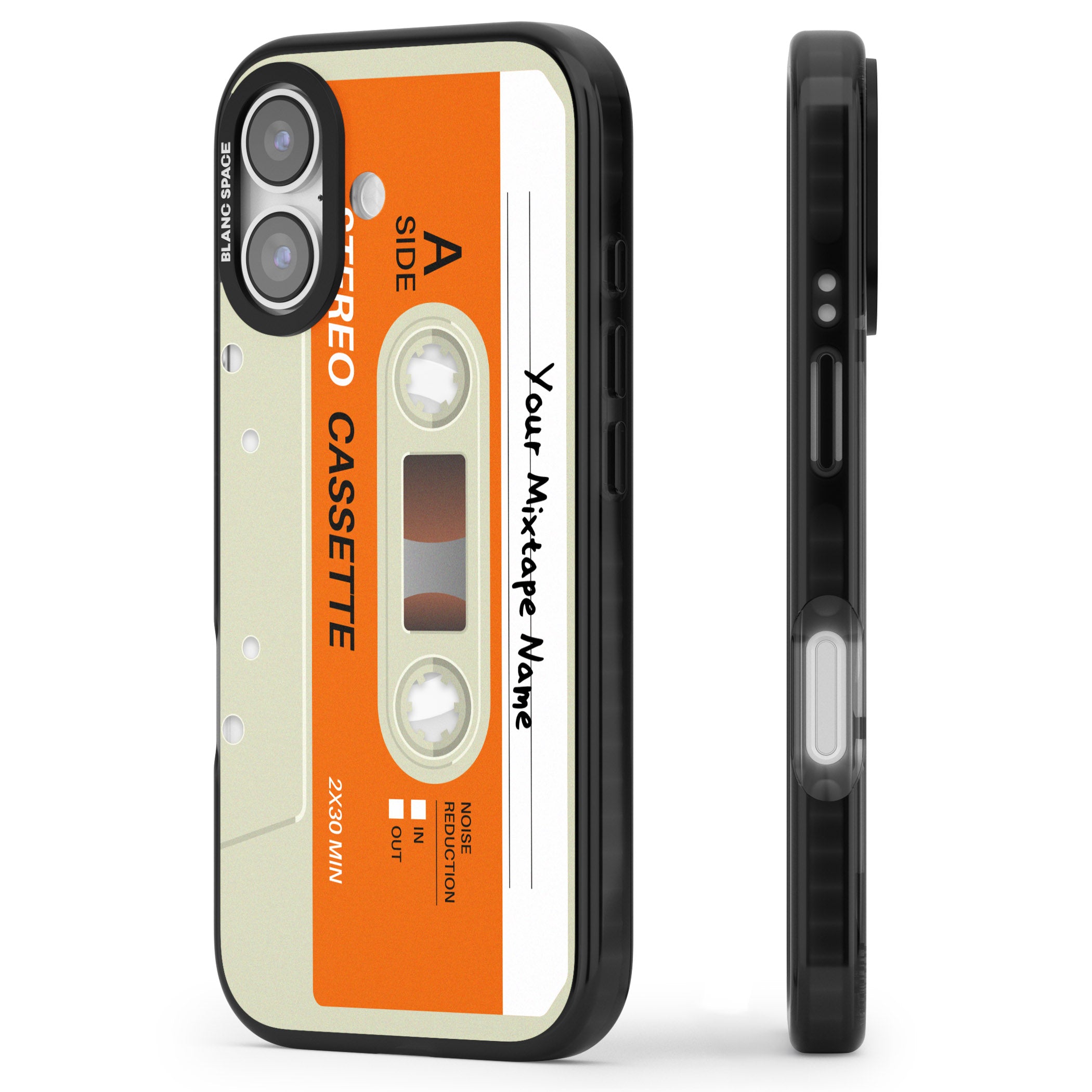 Personalised Retro Cassette Classic iPhone 17 Impact Pro Black Phone Case Side Profile