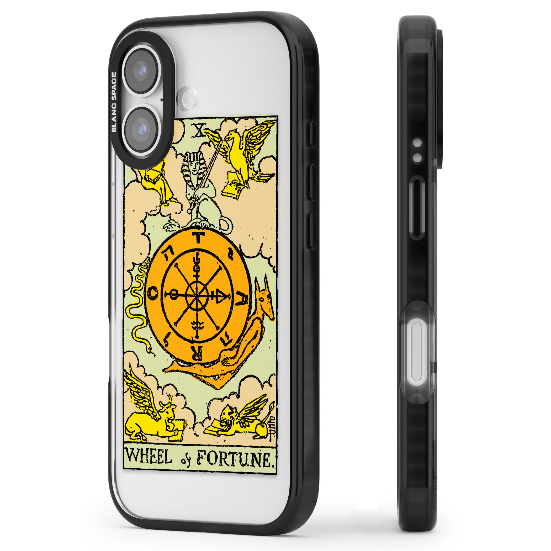 Personalised Wheel Of Fortune Tarot Card (Color) iPhone 17 Impact Pro Black Phone Case Side Profile
