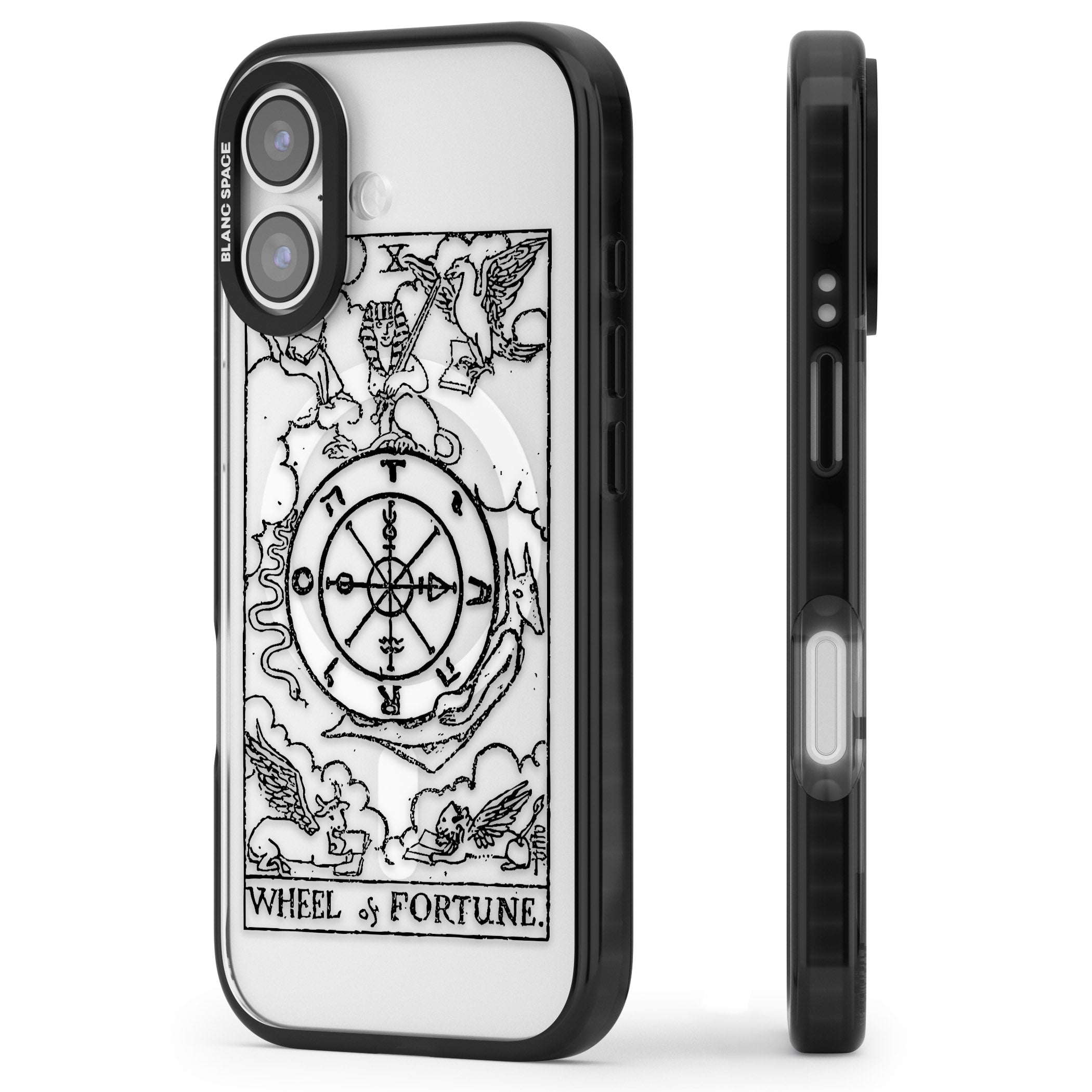 Personalised Wheel Of Fortune Tarot Transparent iPhone 17 Impact Pro Black Phone Case Side Profile