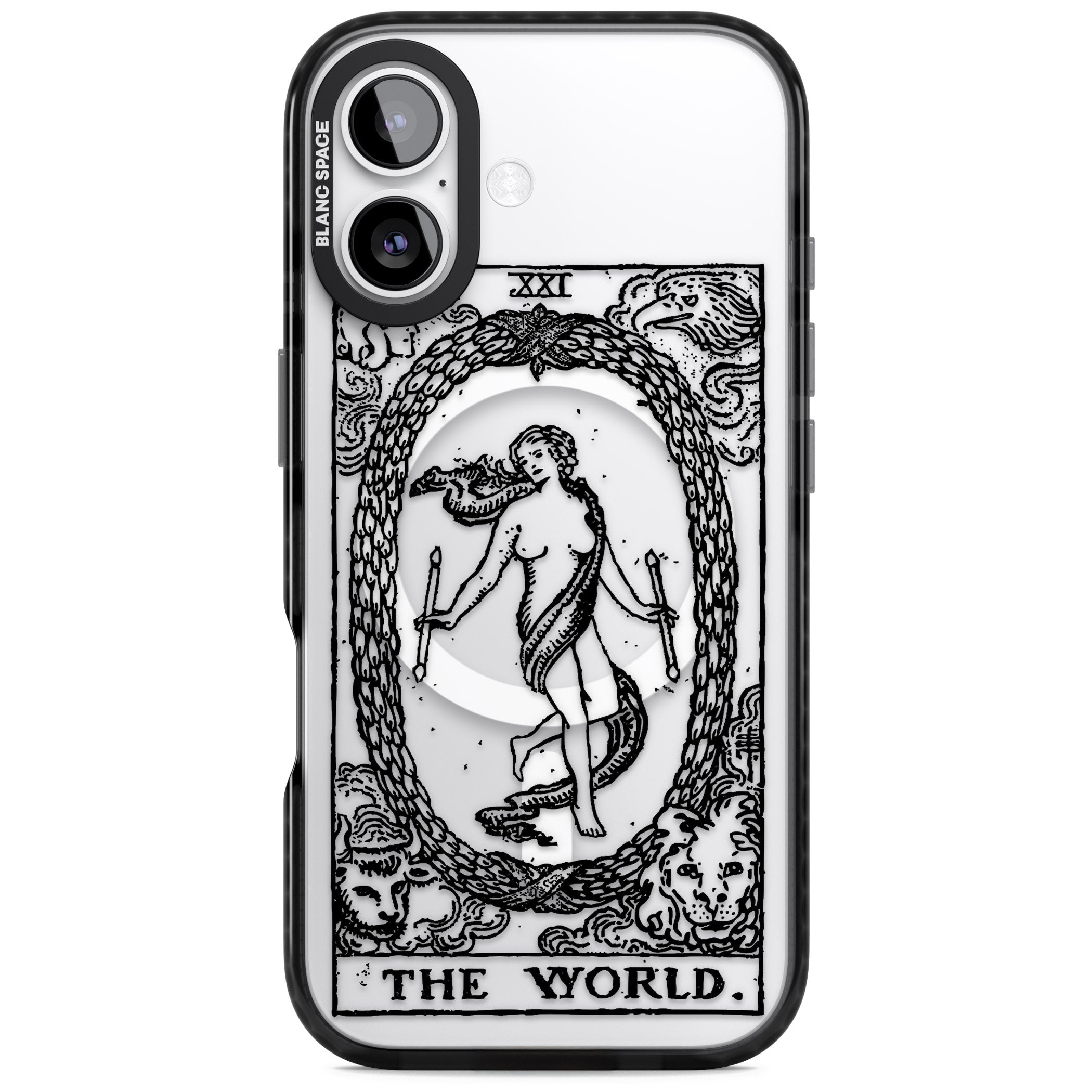 Personalised The World Tarot Card (Clear) iPhone 17 Impact Pro Black Phone Case