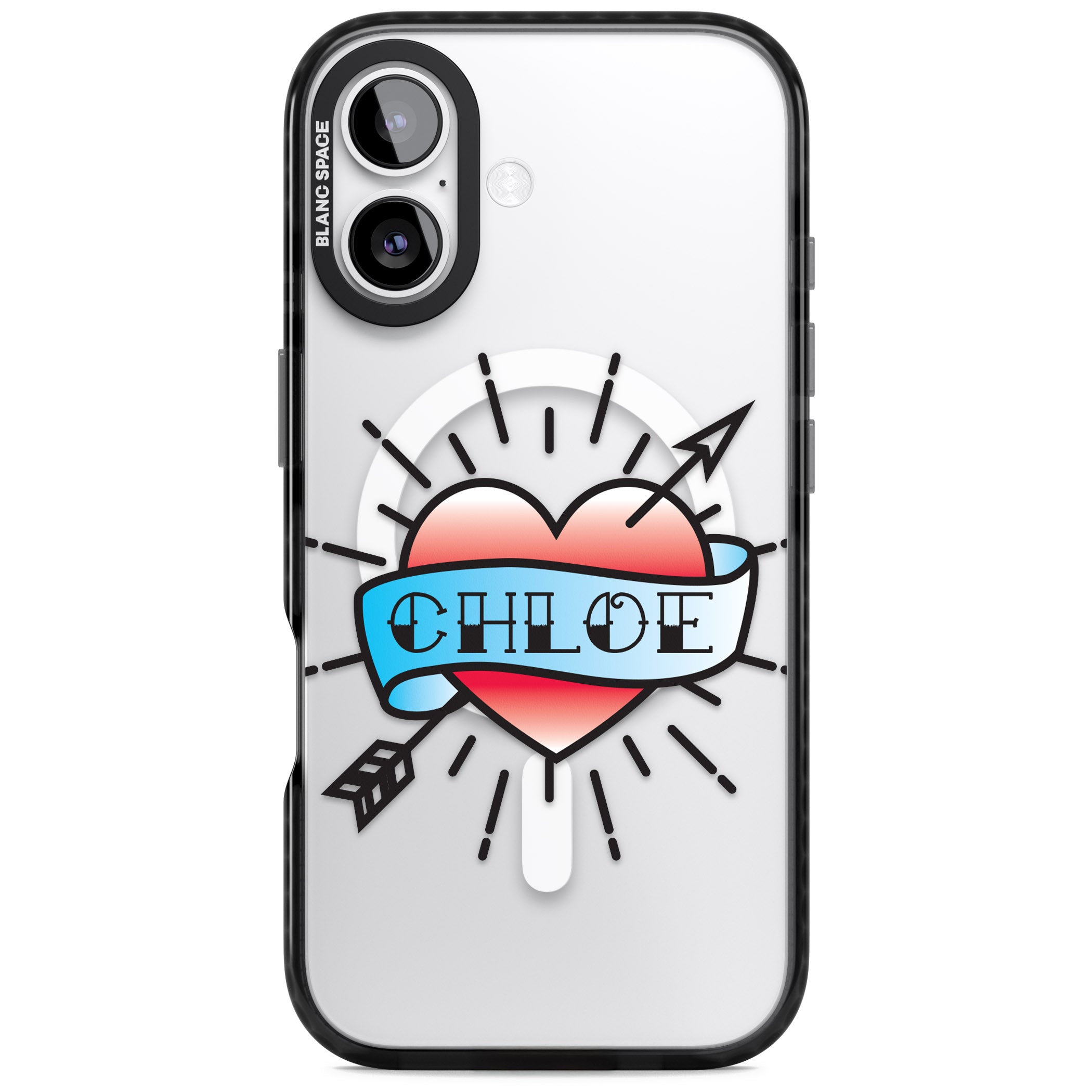 Personalised Heart Tattoo iPhone 17 Impact Pro Black Phone Case