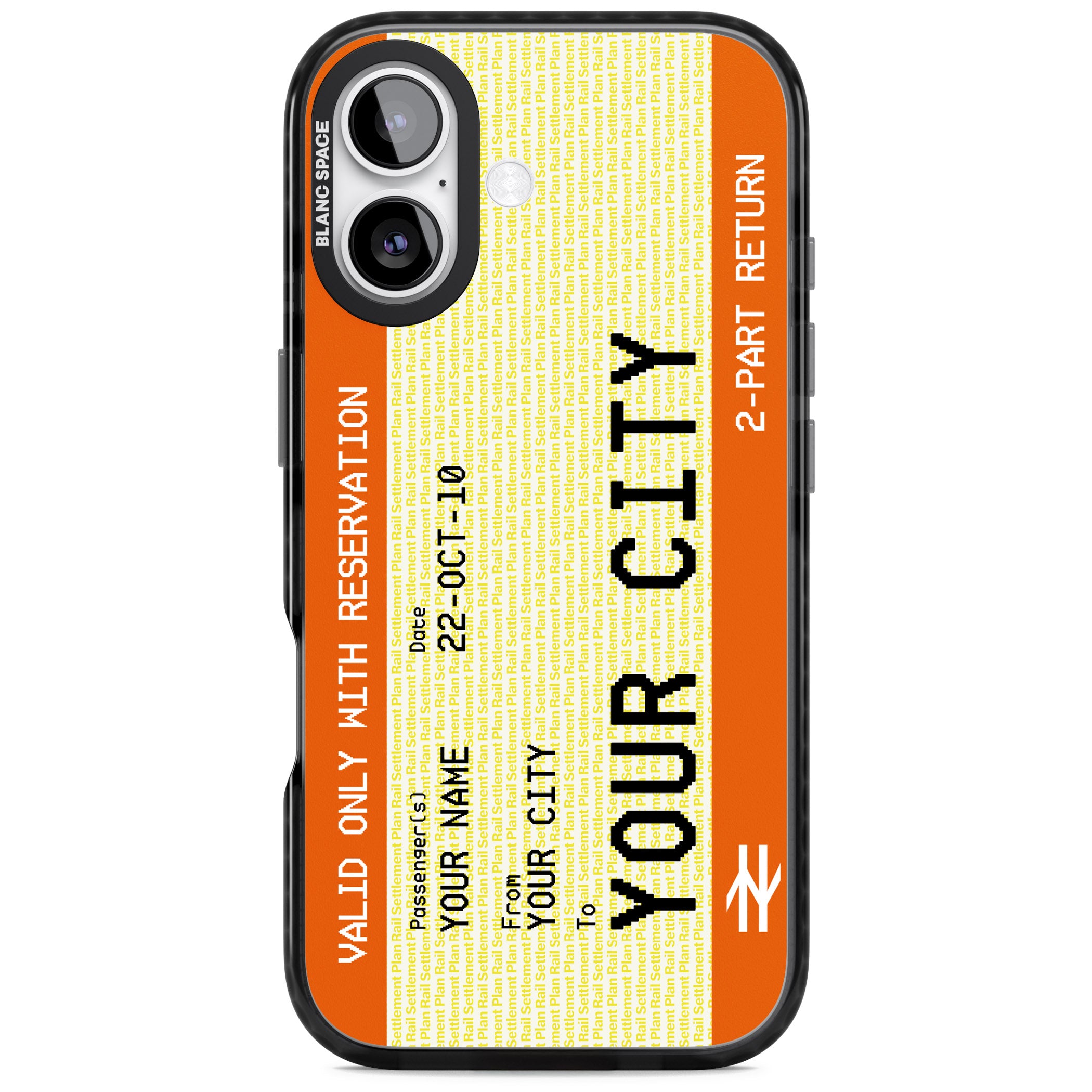 Personalised Create Your Own Train Ticket iPhone 17 Impact Pro Black Phone Case