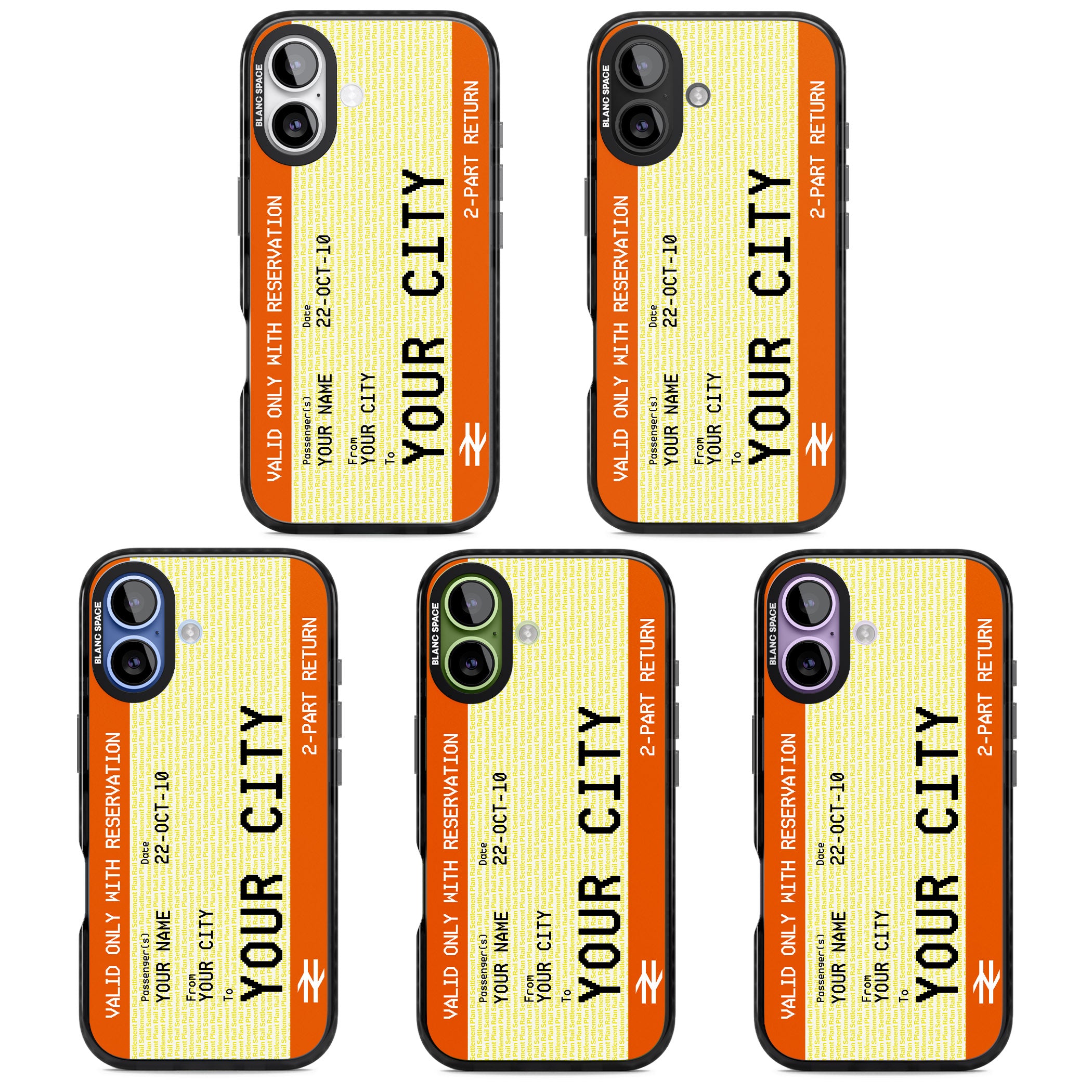 Personalised Create Your Own Train Ticket iPhone 17 Impact Pro Black Phone Case APT Impact Protection