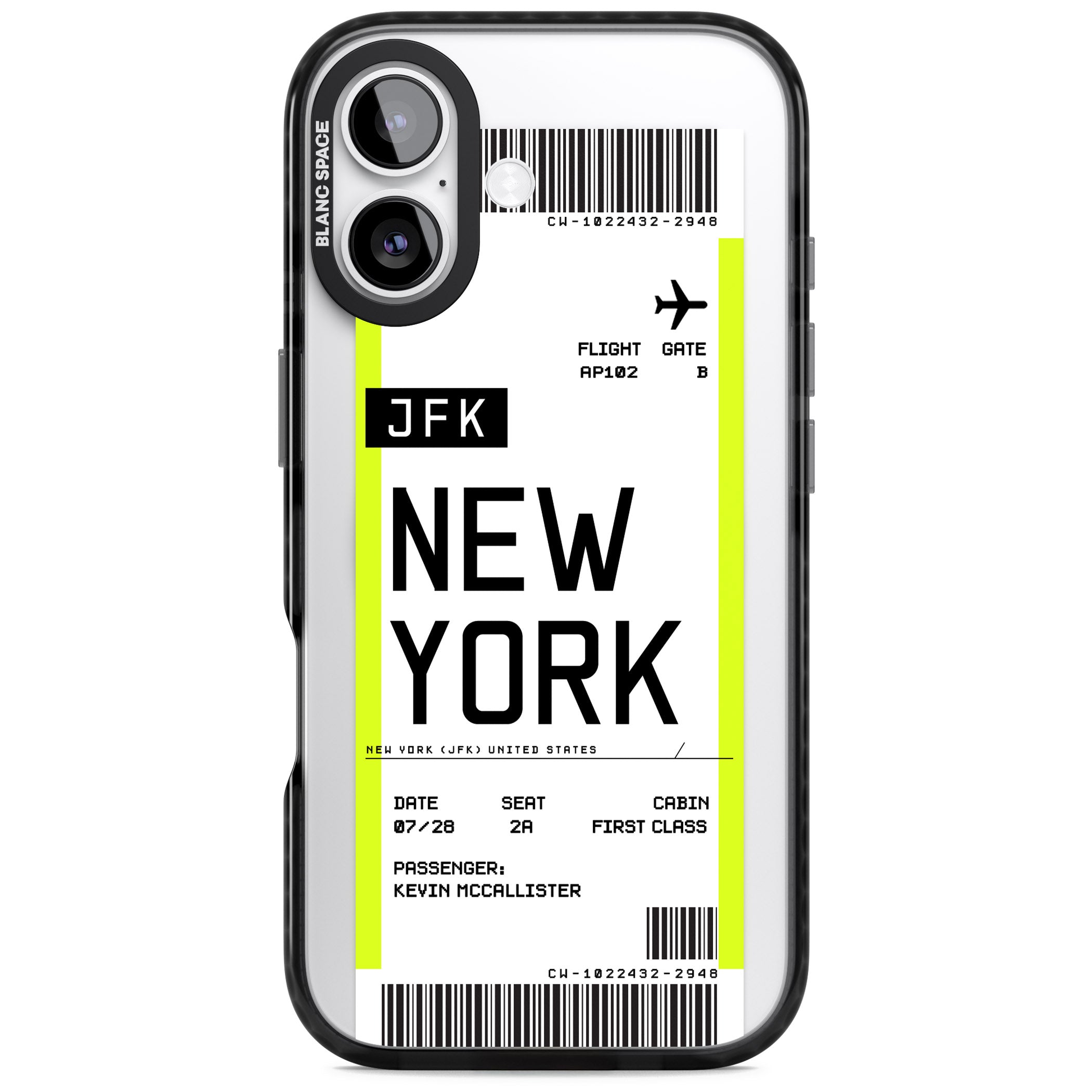 Personalised New York Boarding Pass iPhone 17 Impact Pro Black Phone Case