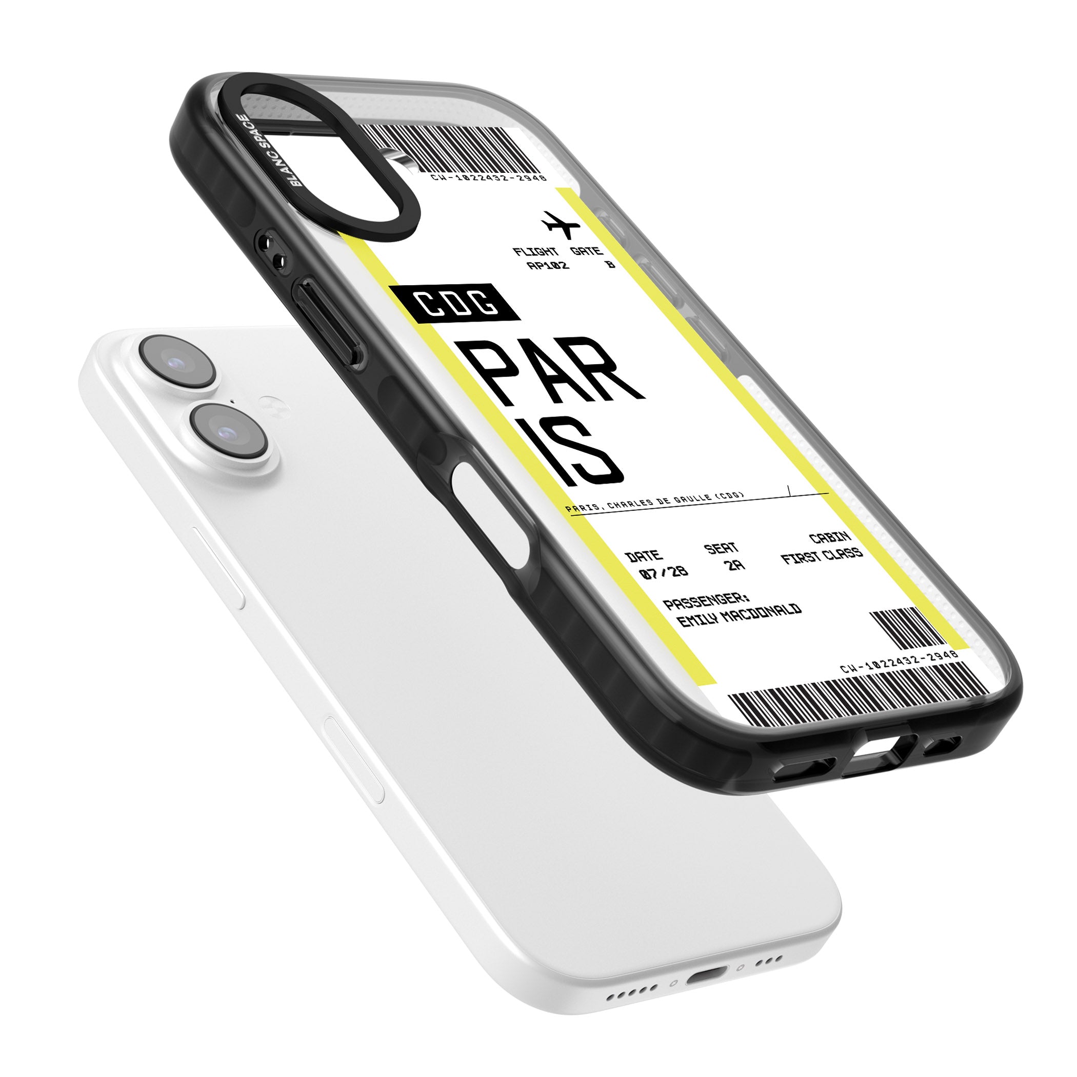 Personalised Paris Boarding Pass iPhone 17 Impact Pro Black Phone Case Colours