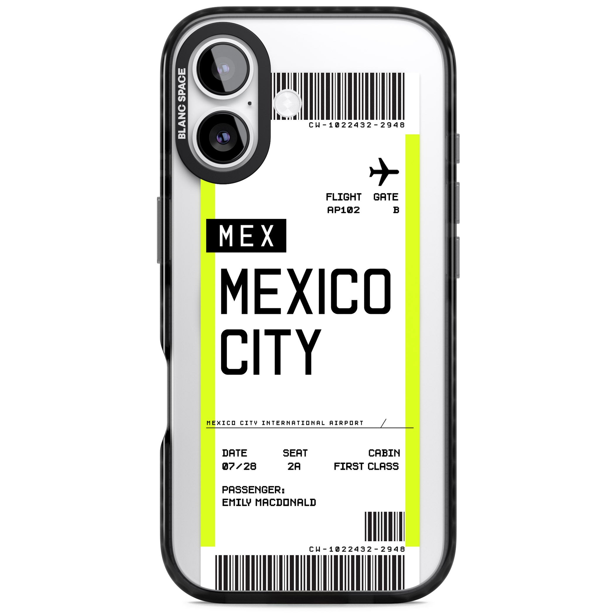 Personalised Mexico City Boarding Pass iPhone 17 Impact Pro Black Phone Case