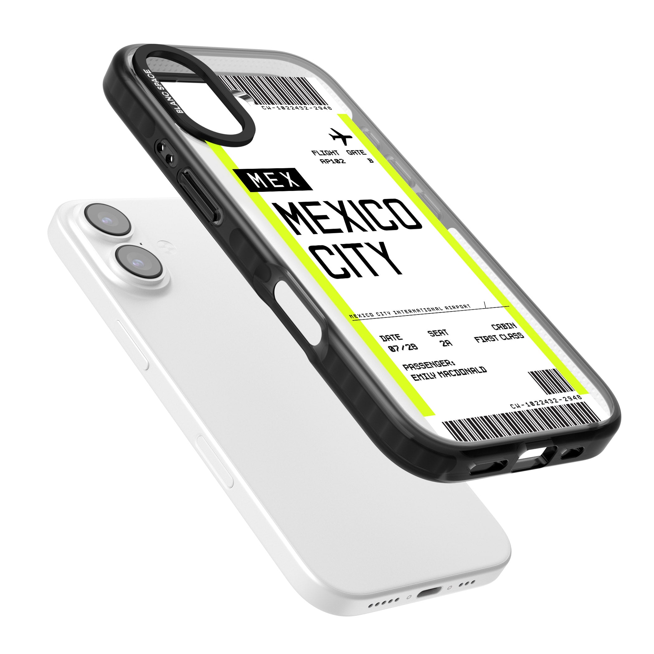 Personalised Mexico City Boarding Pass iPhone 17 Impact Pro Black Phone Case Colours