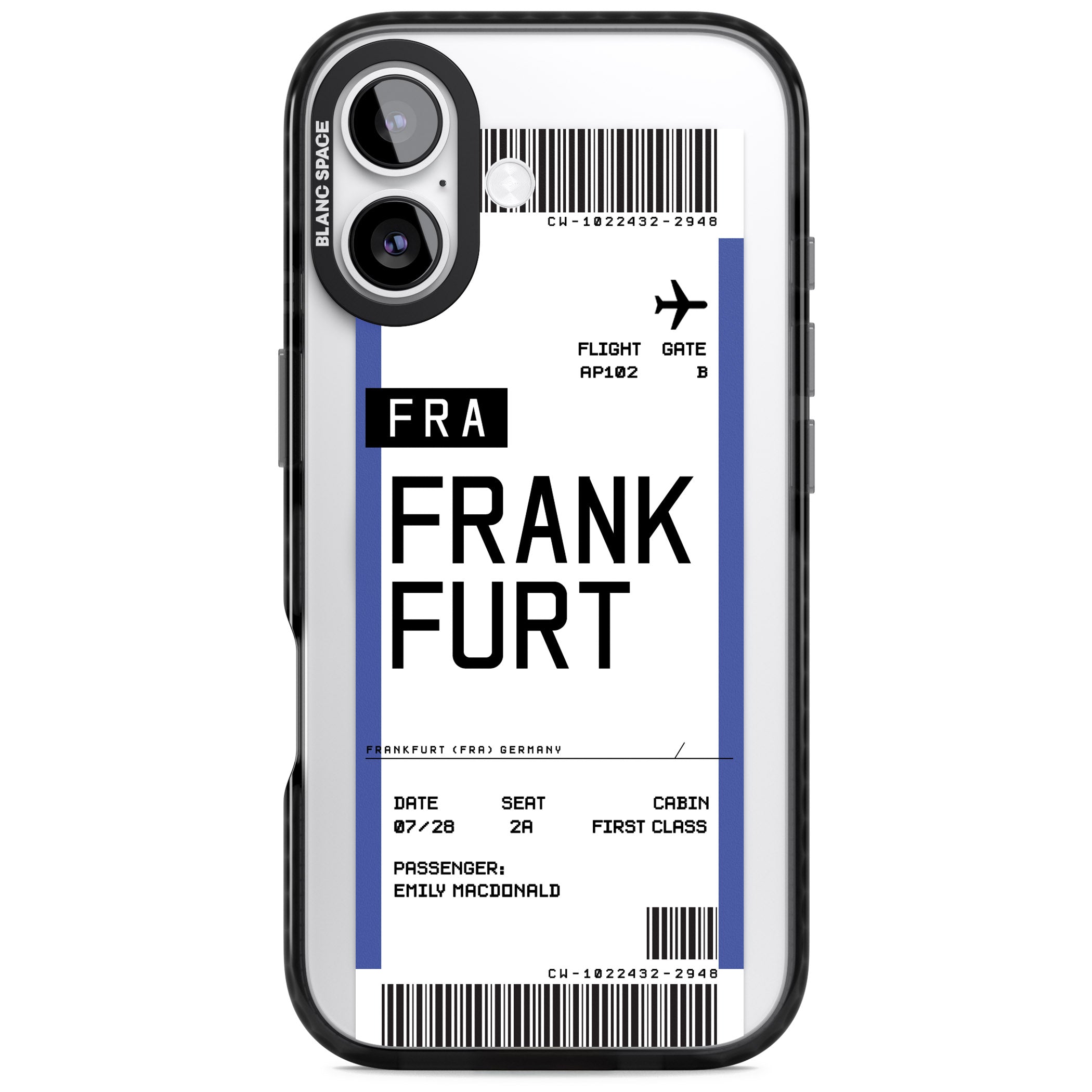 Personalised Frankfurt Boarding Pass iPhone 17 Impact Pro Black Phone Case