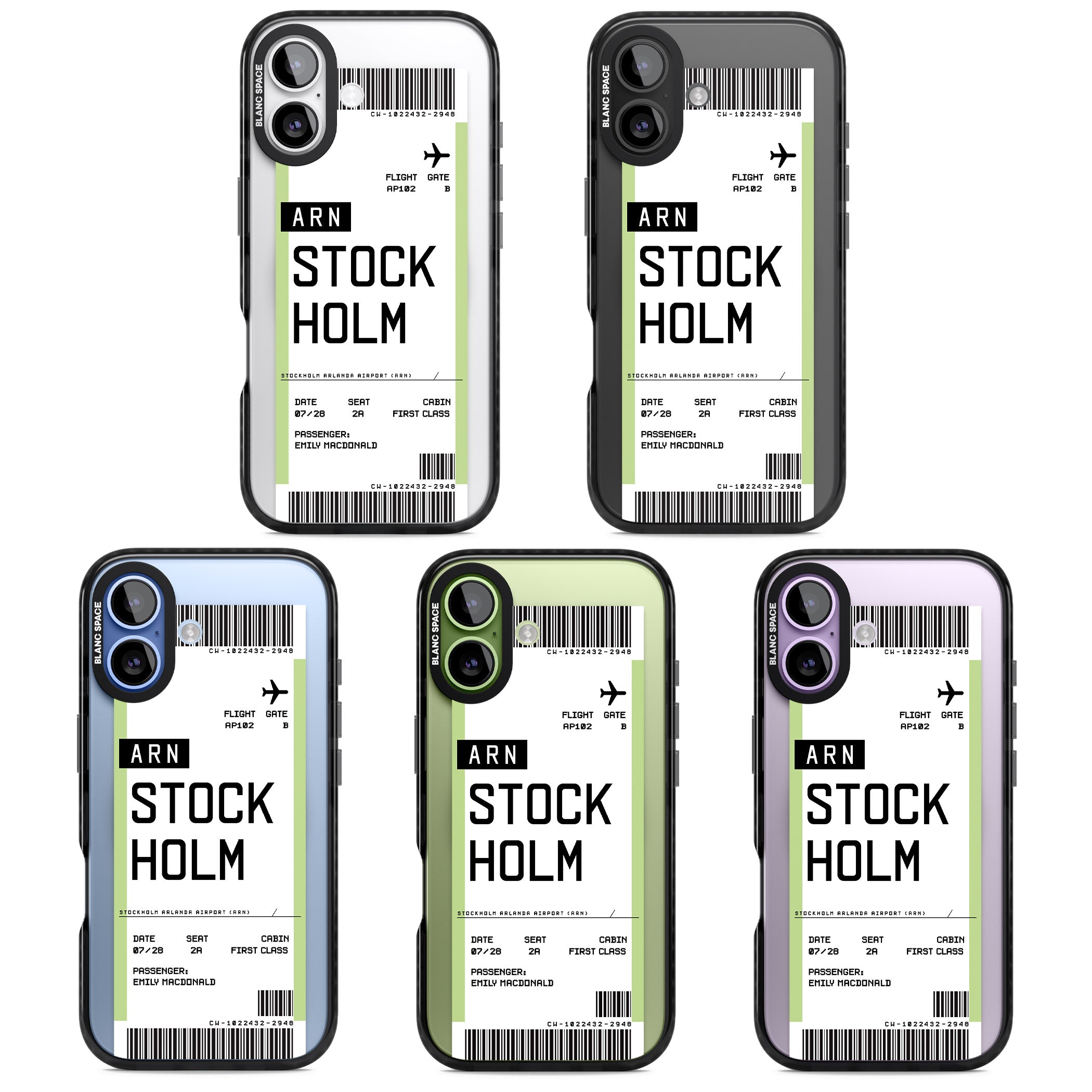 Personalised Stockholm Boarding Pass iPhone 17 Impact Pro Black Phone Case APT Impact Protection