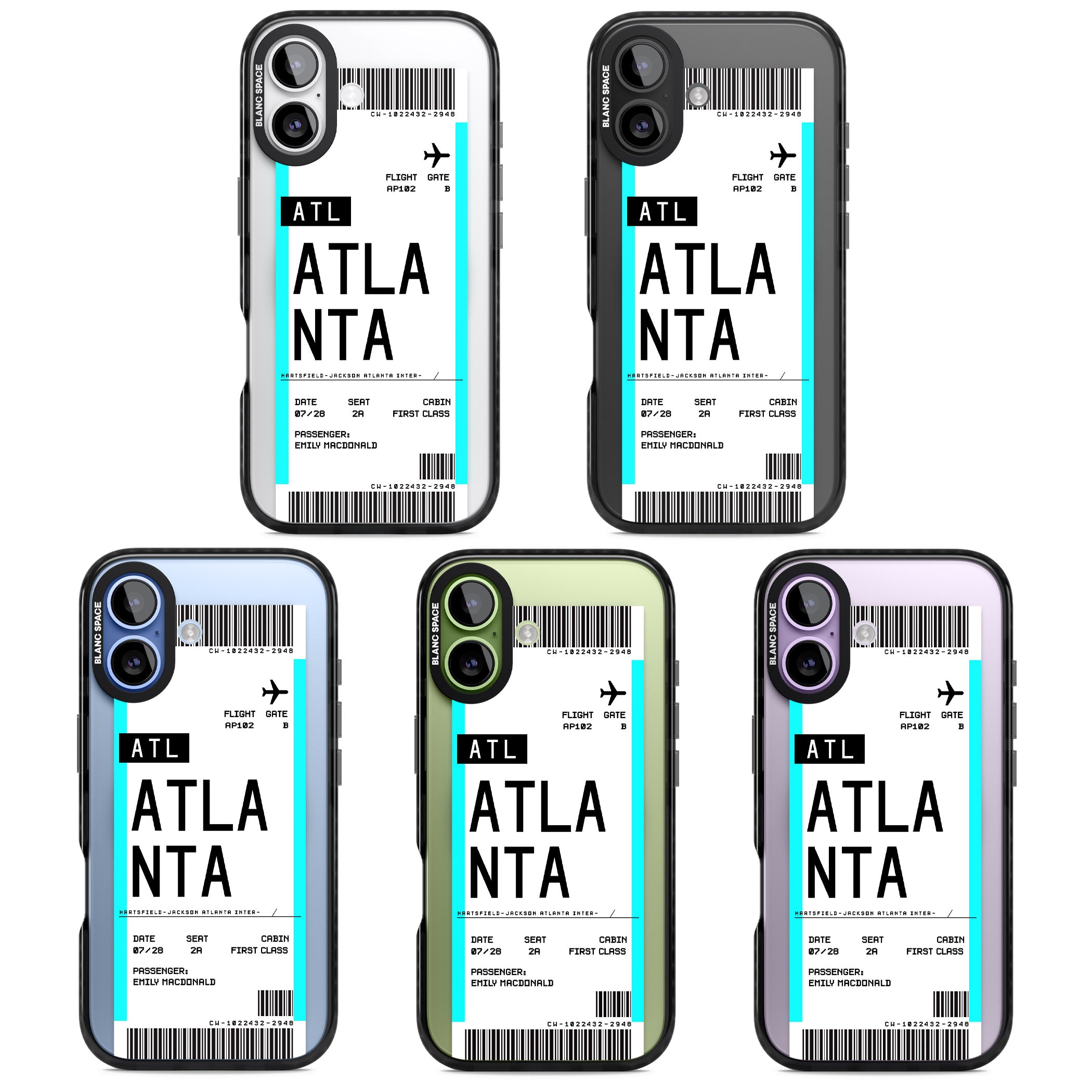 Personalised Atlanta Boarding Pass iPhone 17 Impact Pro Black Phone Case APT Impact Protection