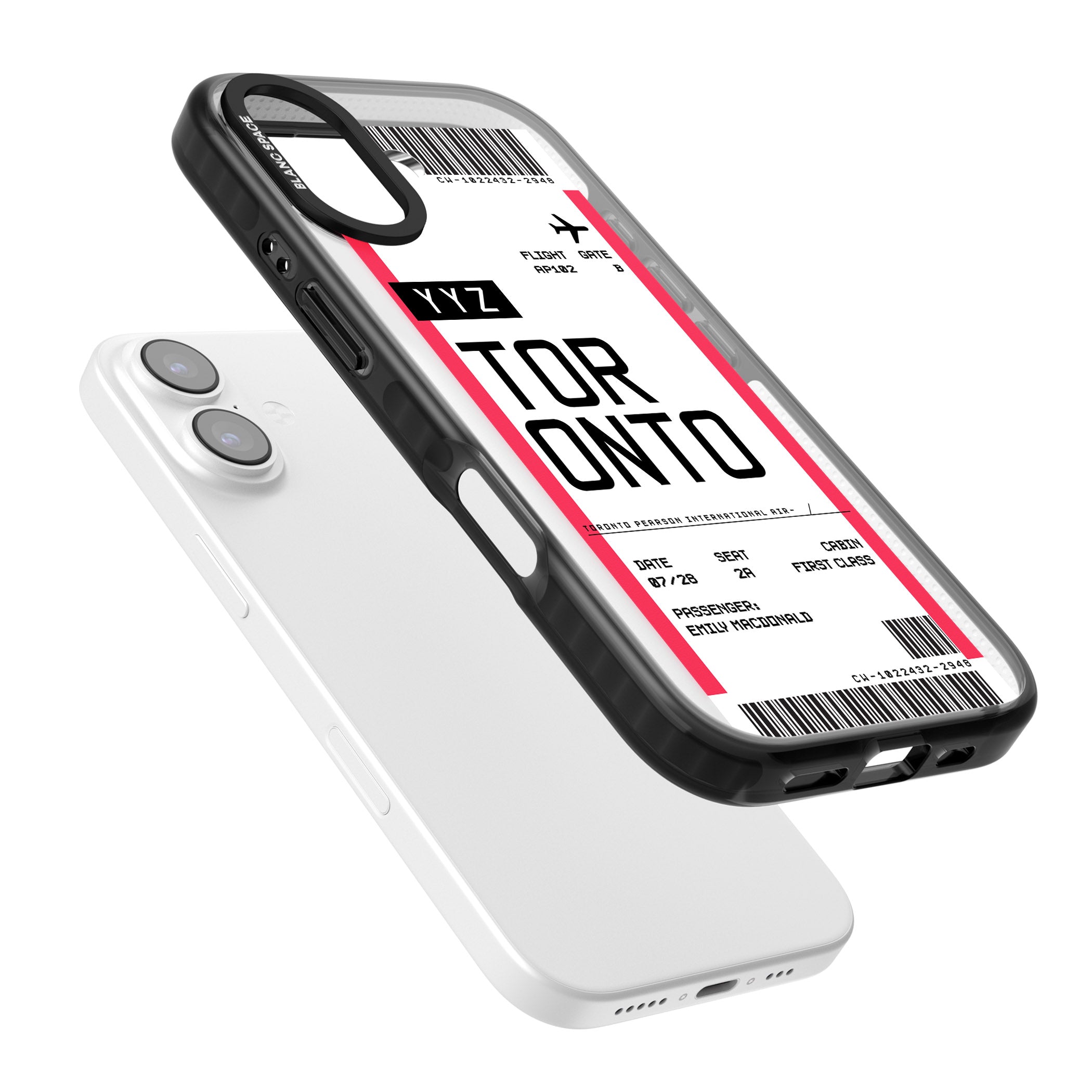 Personalised Toronto Boarding Pass iPhone 17 Impact Pro Black Phone Case Colours