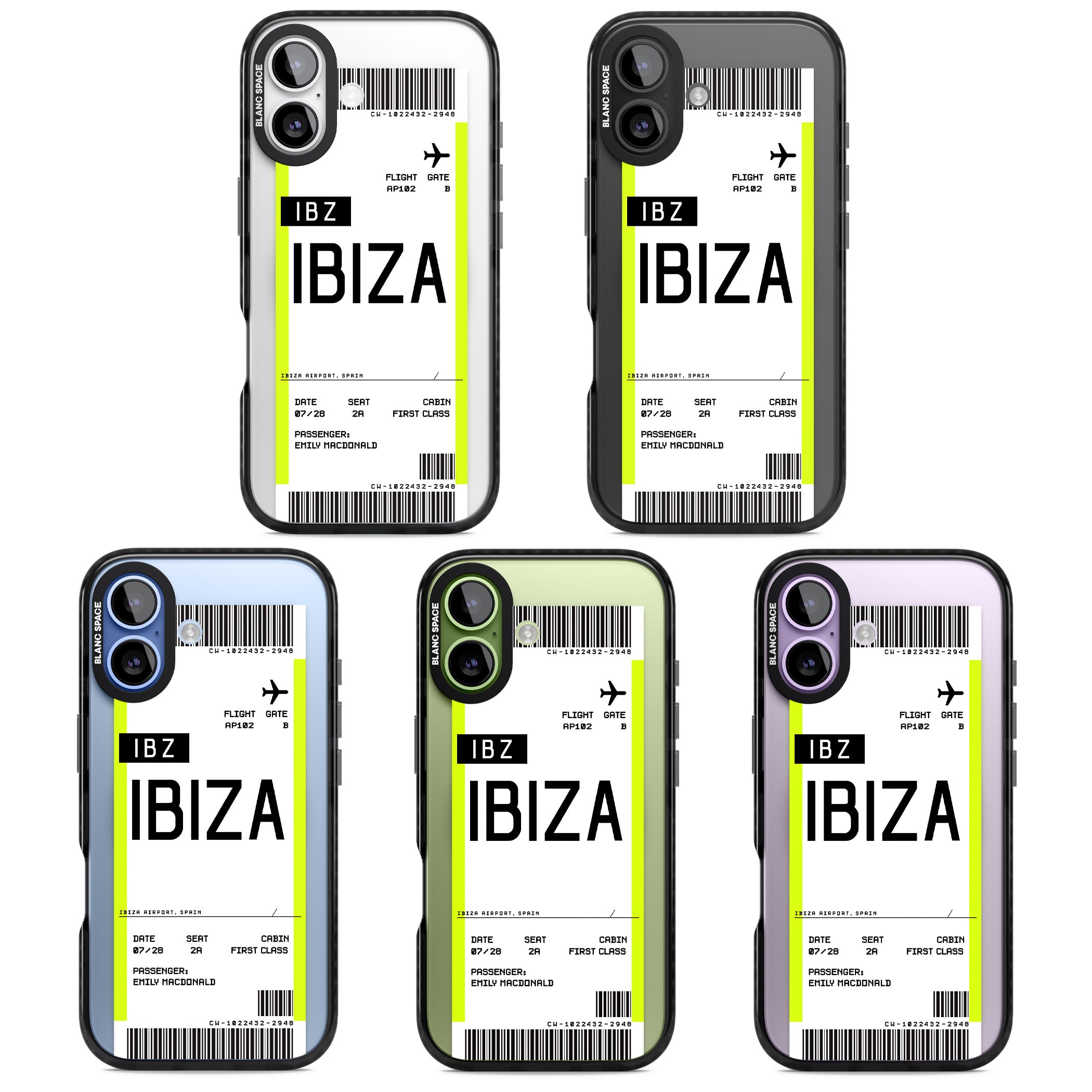 Personalised Ibiza Boarding Pass iPhone 17 Impact Pro Black Phone Case APT Impact Protection