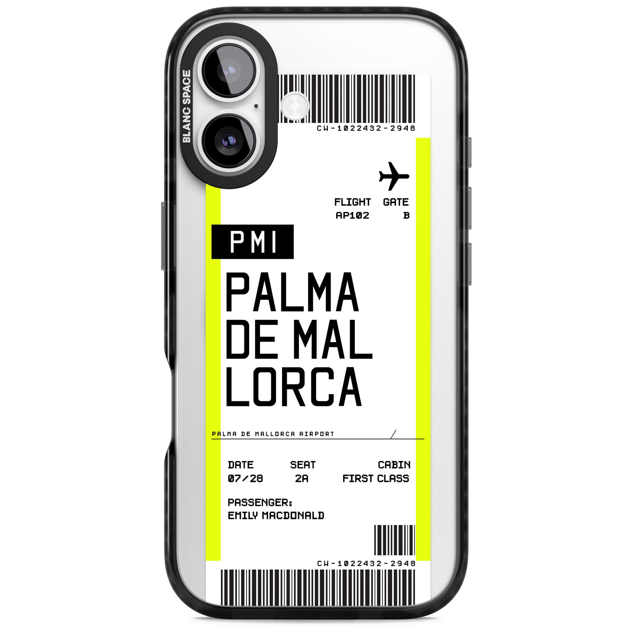 Personalised Palma De Mallorca Boarding Pass iPhone 17 Impact Pro Black Phone Case