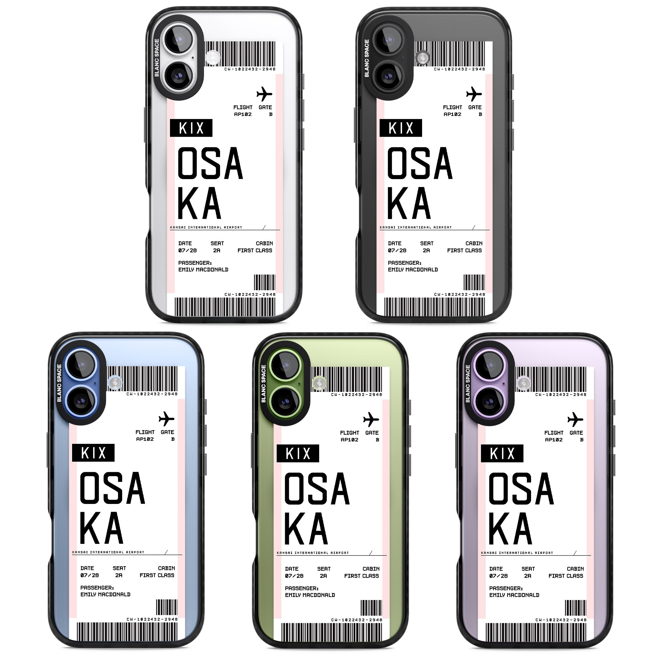 Personalised Osaka Boarding Pass iPhone 17 Impact Pro Black Phone Case APT Impact Protection