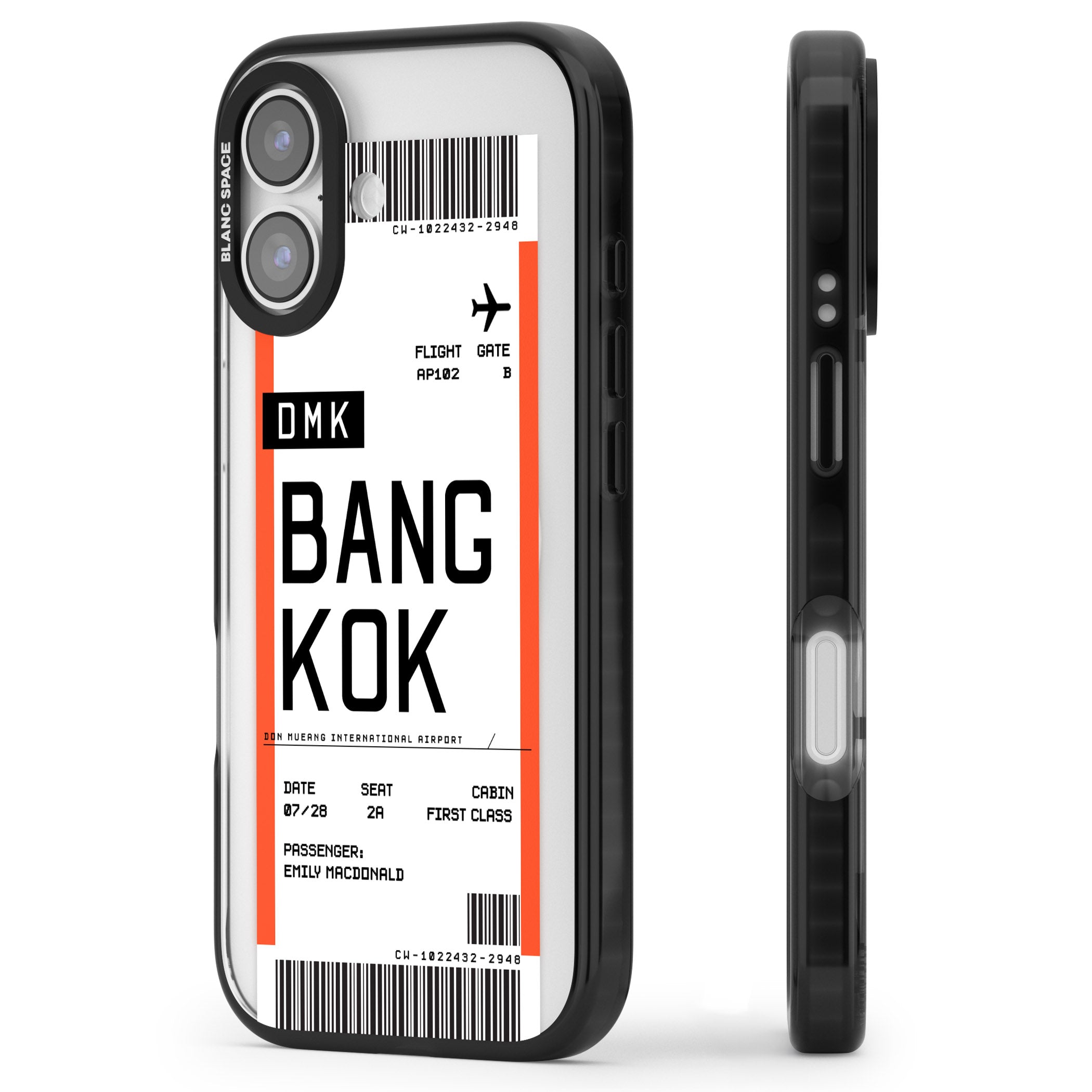 Personalised Bangkok Boarding Pass iPhone 17 Impact Pro Black Phone Case Side Profile