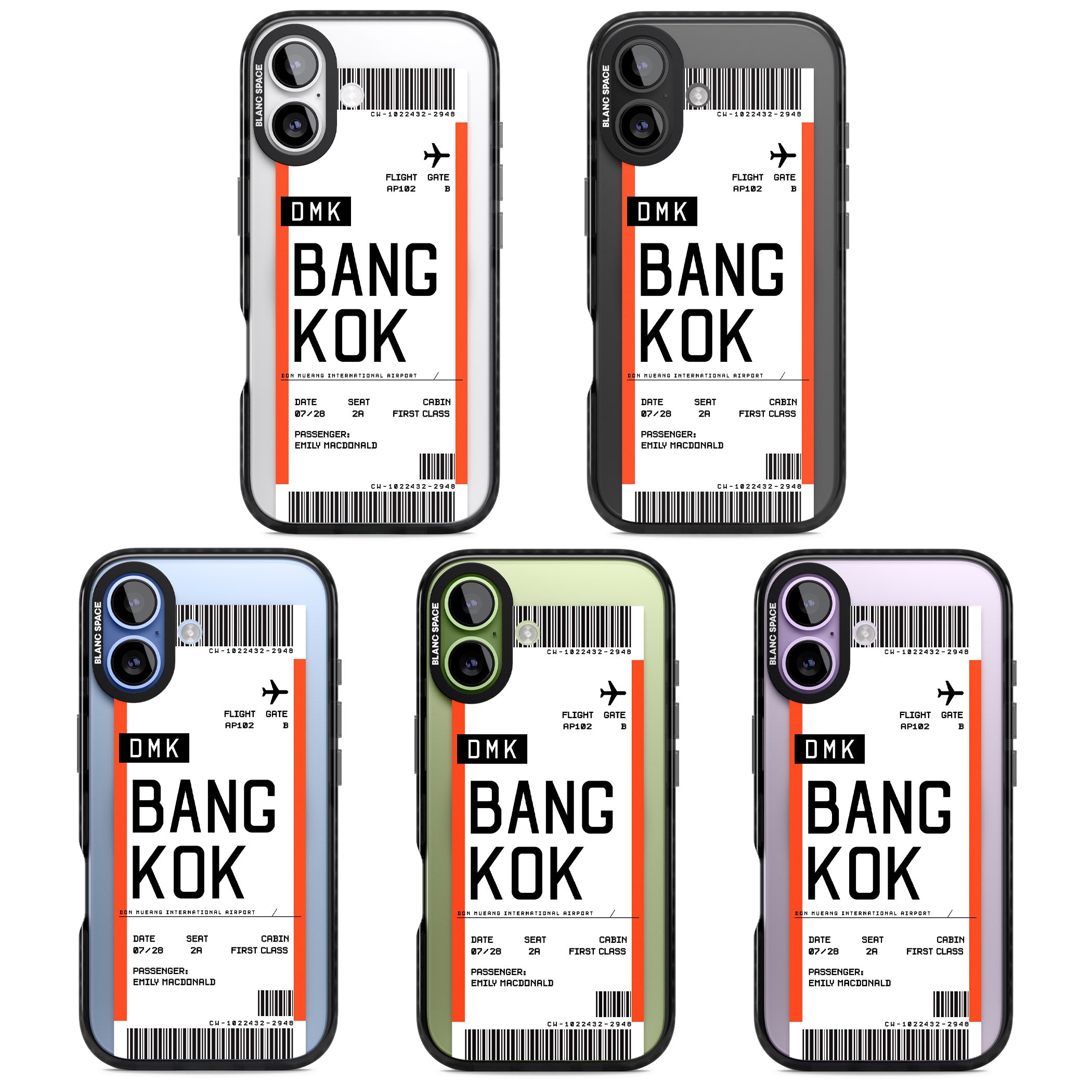 Personalised Bangkok Boarding Pass iPhone 17 Impact Pro Black Phone Case APT Impact Protection