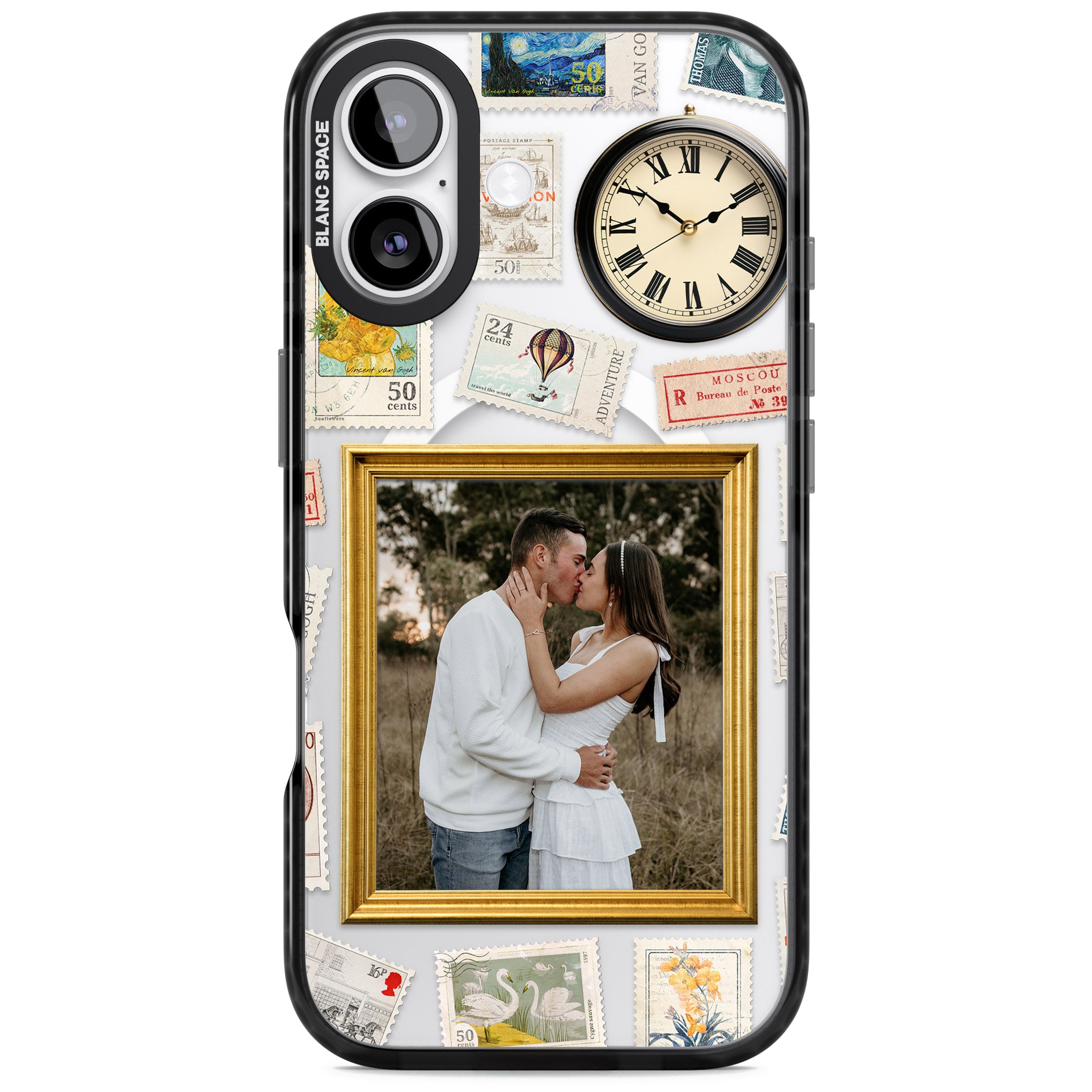Personalised Vintage Photo Frame Collage iPhone 17 Impact Pro Black Phone Case