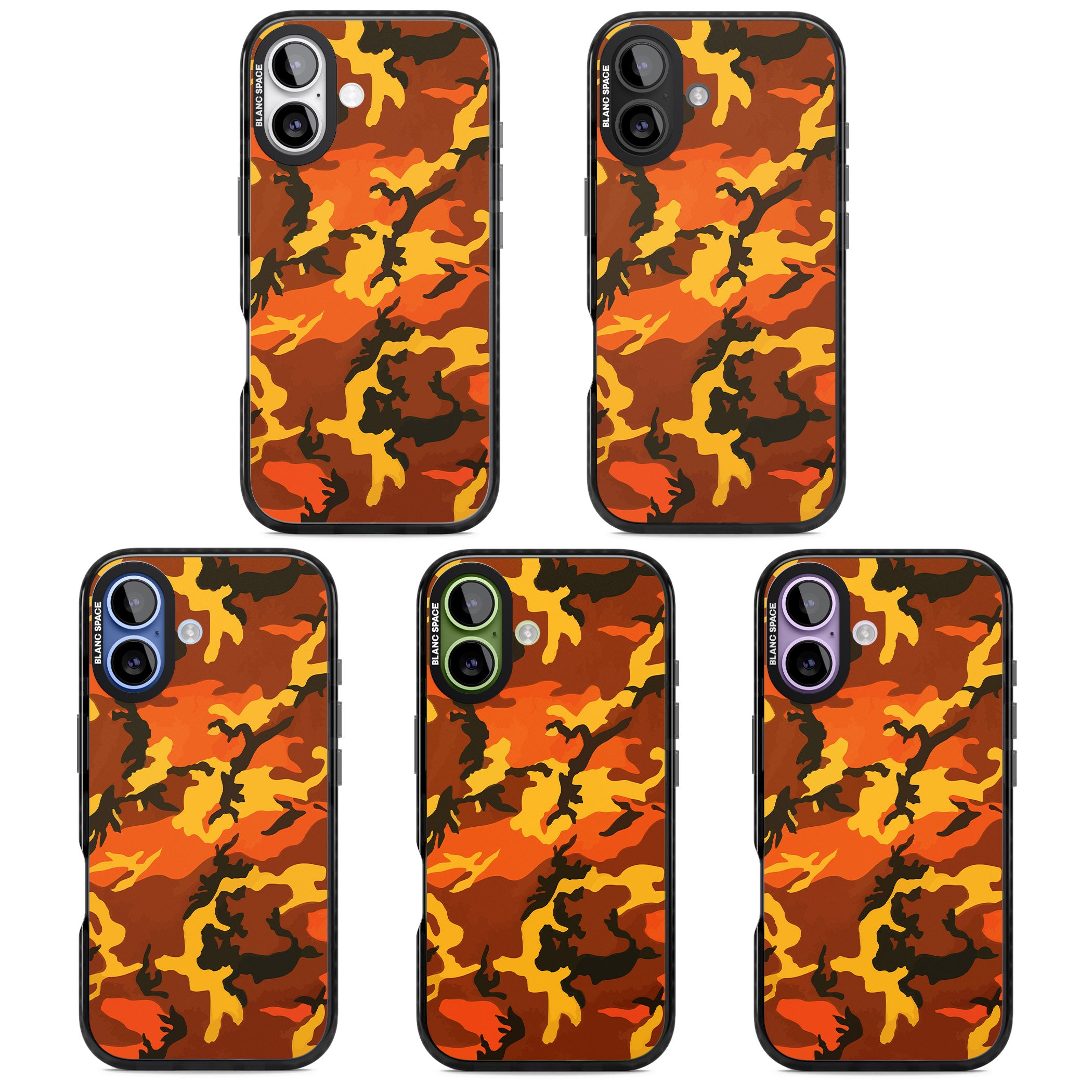 Orange Camo iPhone 17 Impact Pro Black Phone Case APT Impact Protection