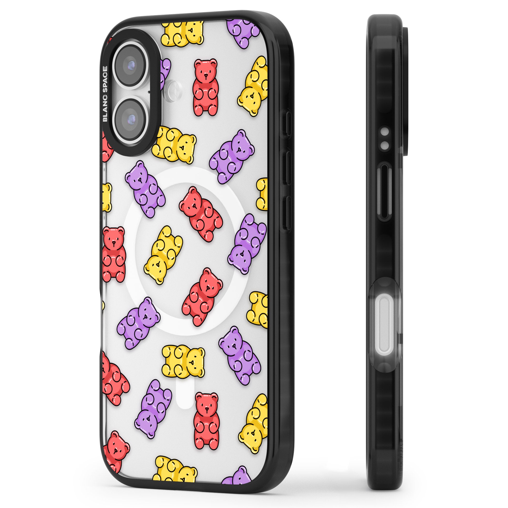 Gummy Bear Pattern iPhone 17 Impact Pro Black Phone Case Side Profile