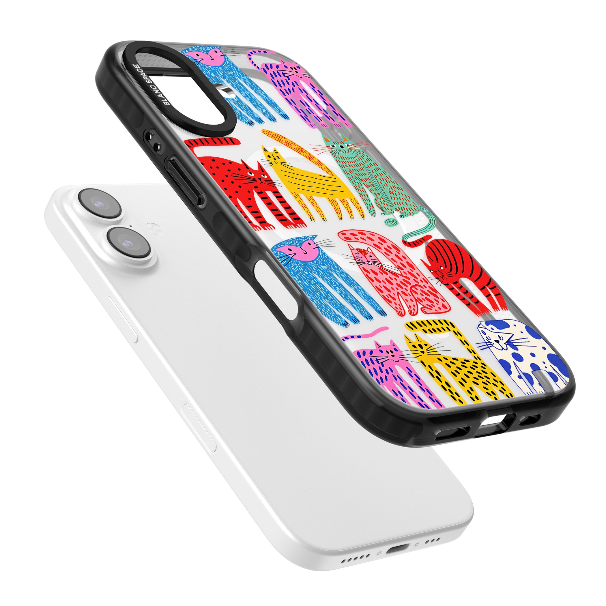 Abstract Colourful Cats iPhone 17 Impact Pro Black Phone Case Colours