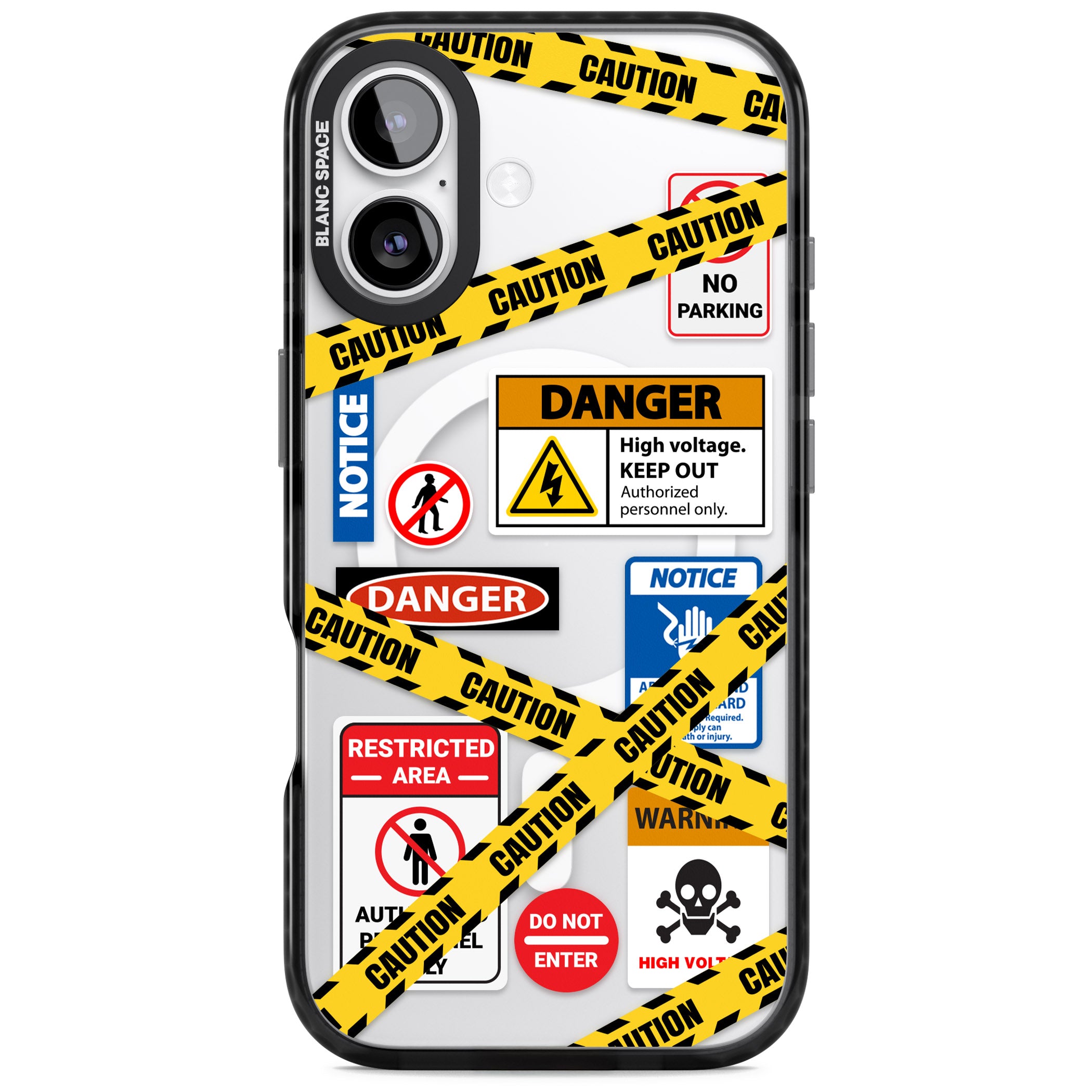 Caution Sign iPhone 17 Impact Pro Black Phone Case