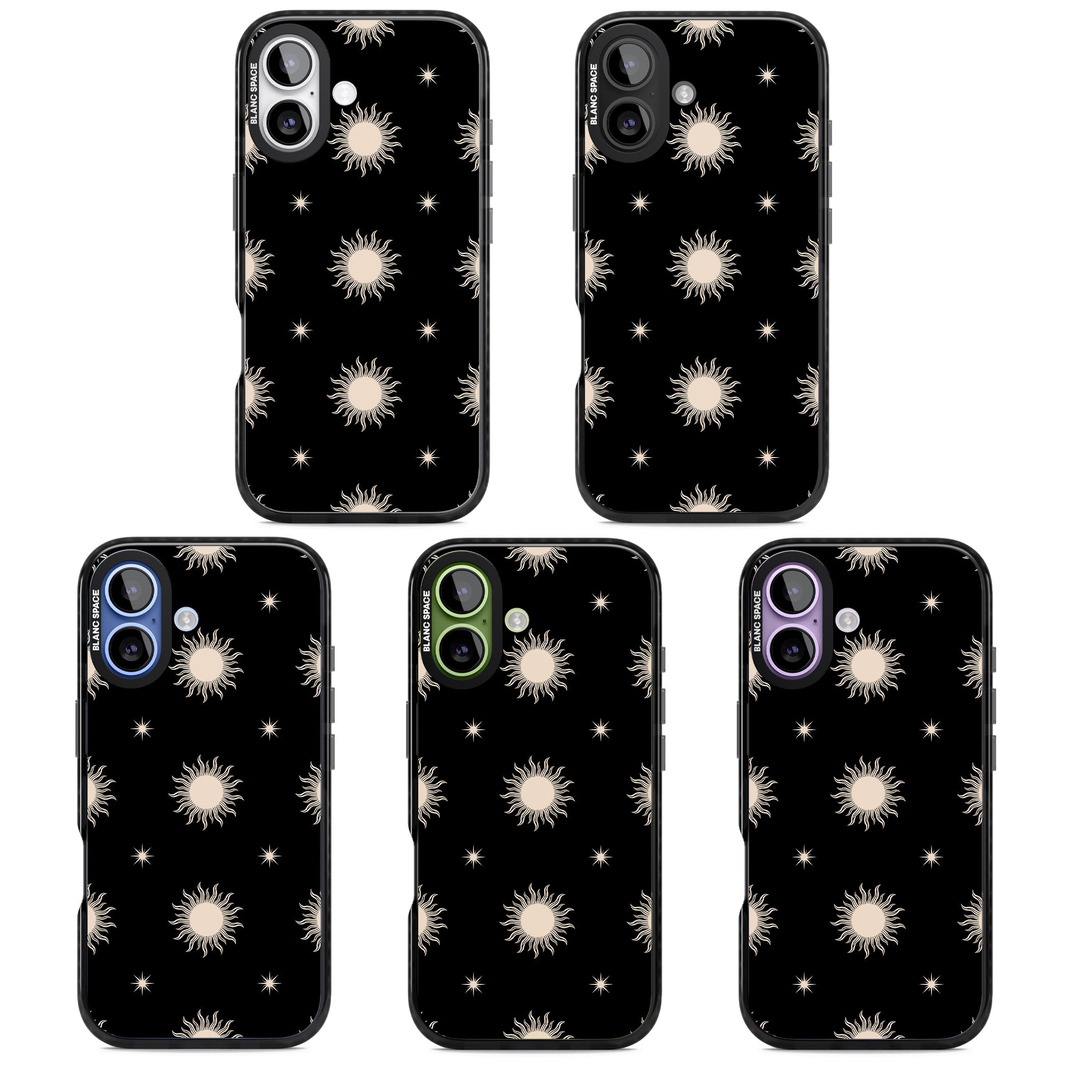Celestial Patterns Classic Suns (Black) iPhone 17 Impact Pro Black Phone Case APT Impact Protection