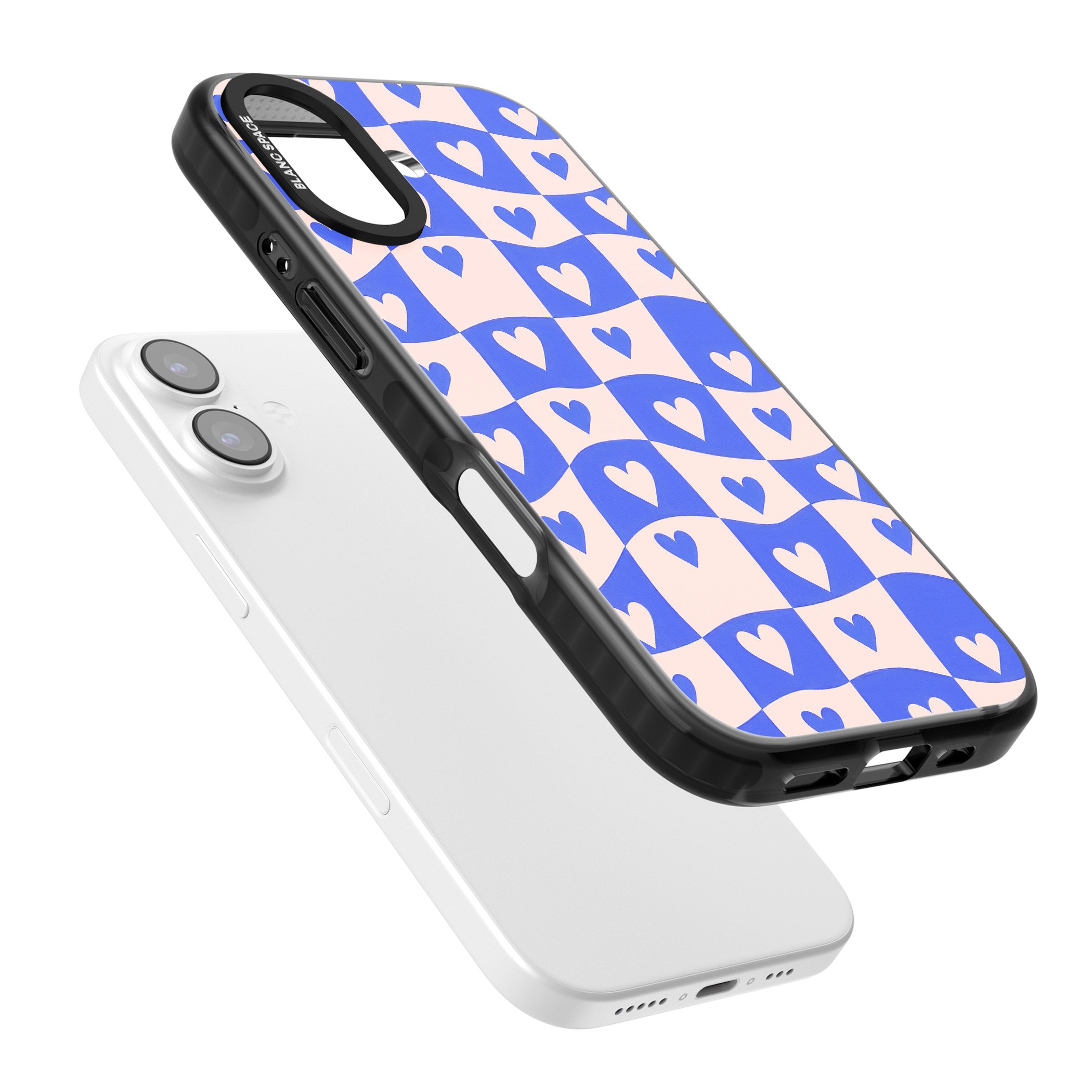 Blue Wavy Checked Hearts iPhone 17 Impact Pro Black Phone Case Colours