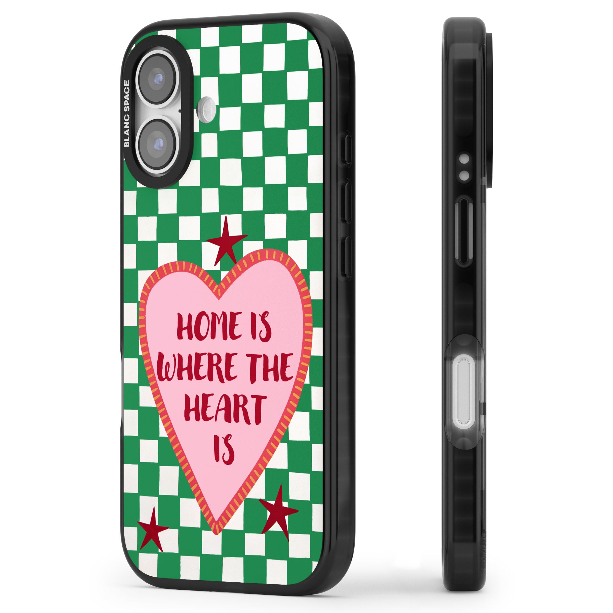 Home Is Where The Heart Is iPhone 17 Impact Pro Black Phone Case Side Profile