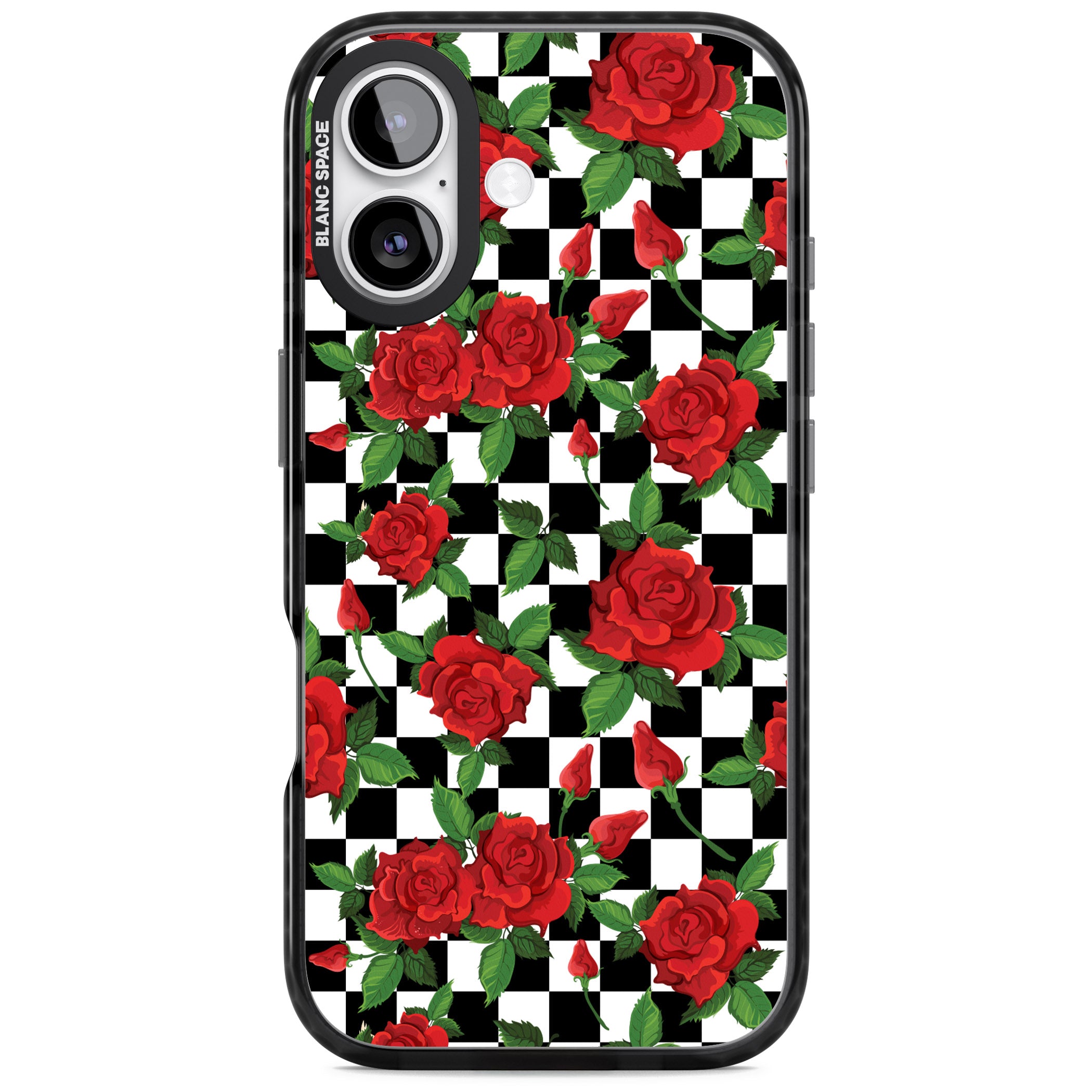 Checkered Roses iPhone 17 Impact Pro Black Phone Case