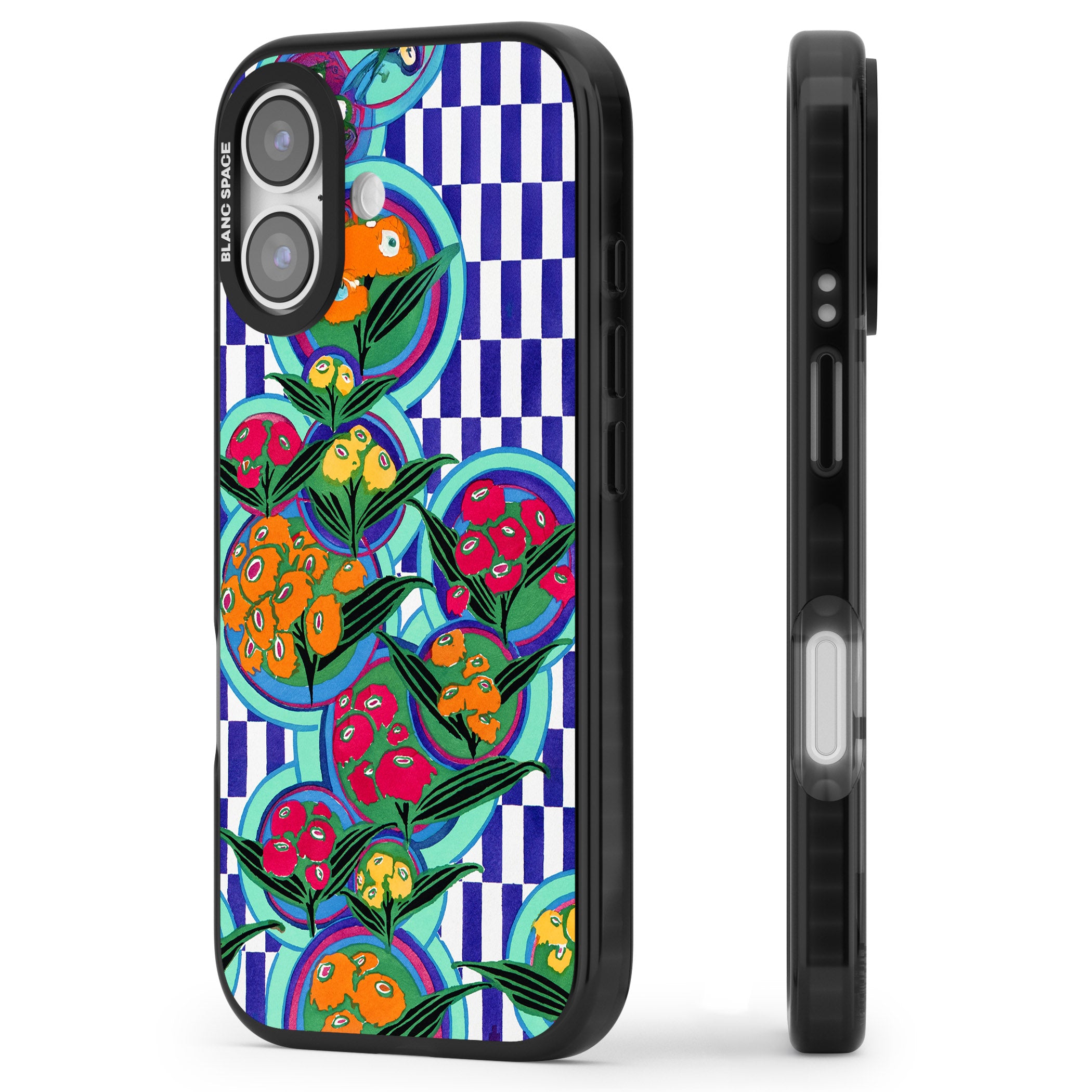 Vintage Fruit Plates iPhone 17 Impact Pro Black Phone Case Side Profile