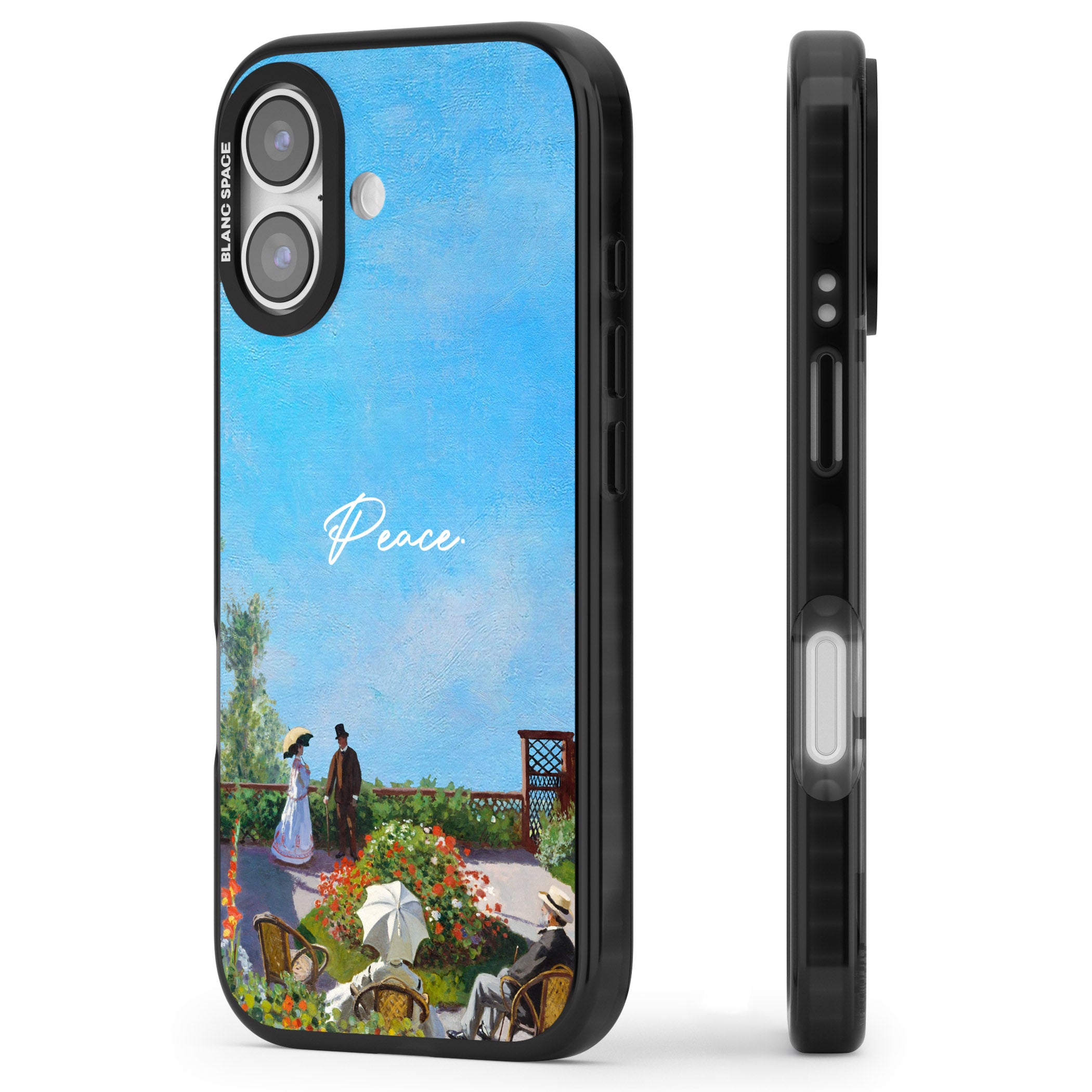 Monet Garden Terrace iPhone 17 Impact Pro Black Phone Case Side Profile