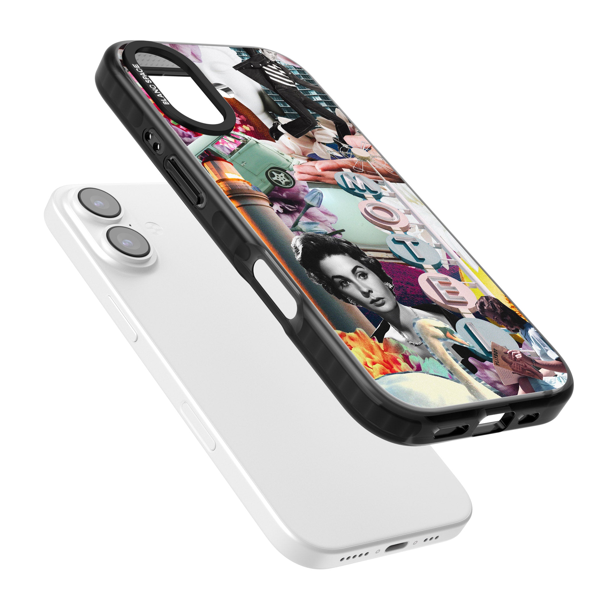 Retro Motel Collage iPhone 17 Impact Pro Black Phone Case Colours