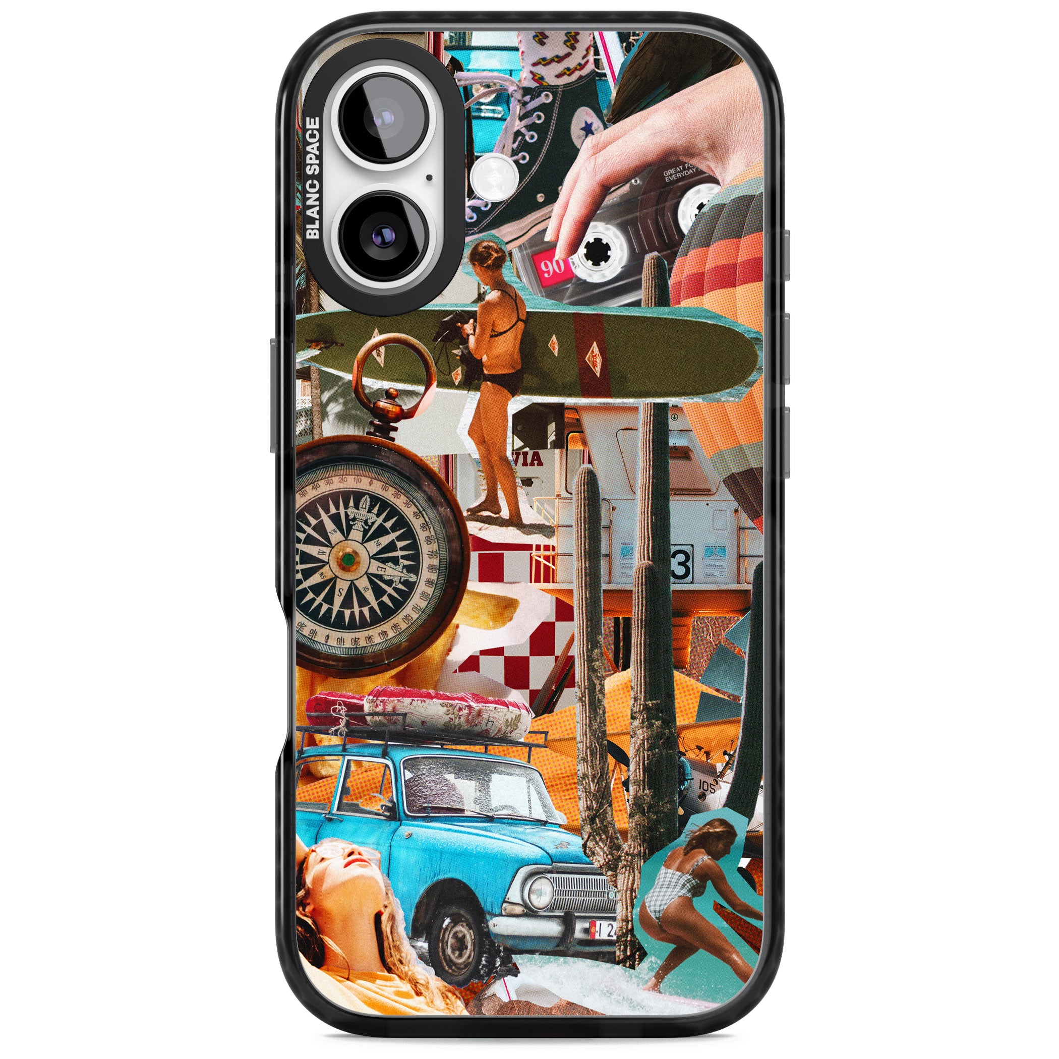 Vintage Collage: Road Trip iPhone 17 Impact Pro Black Phone Case