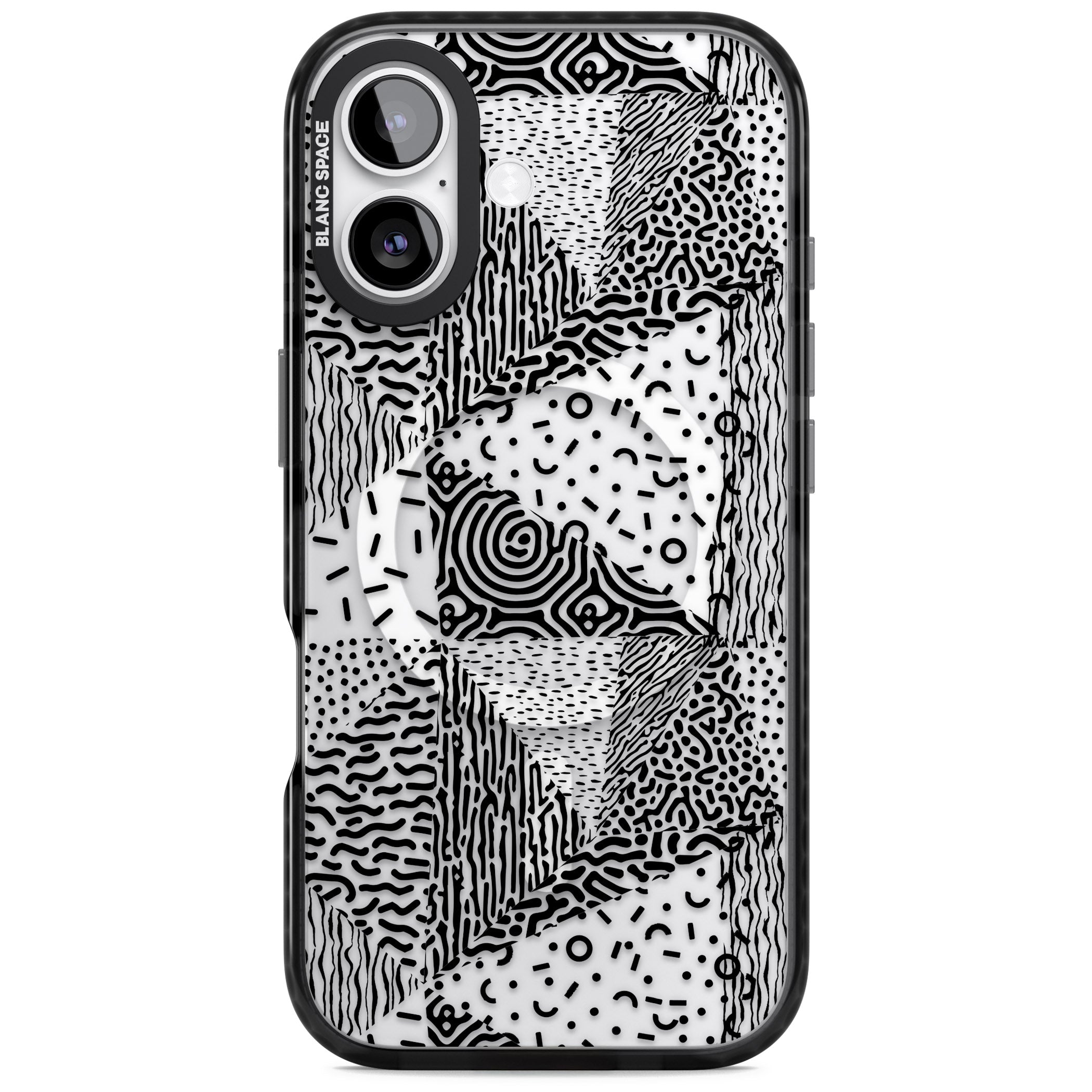 Monochrome Pattern iPhone 17 Impact Pro Black Phone Case