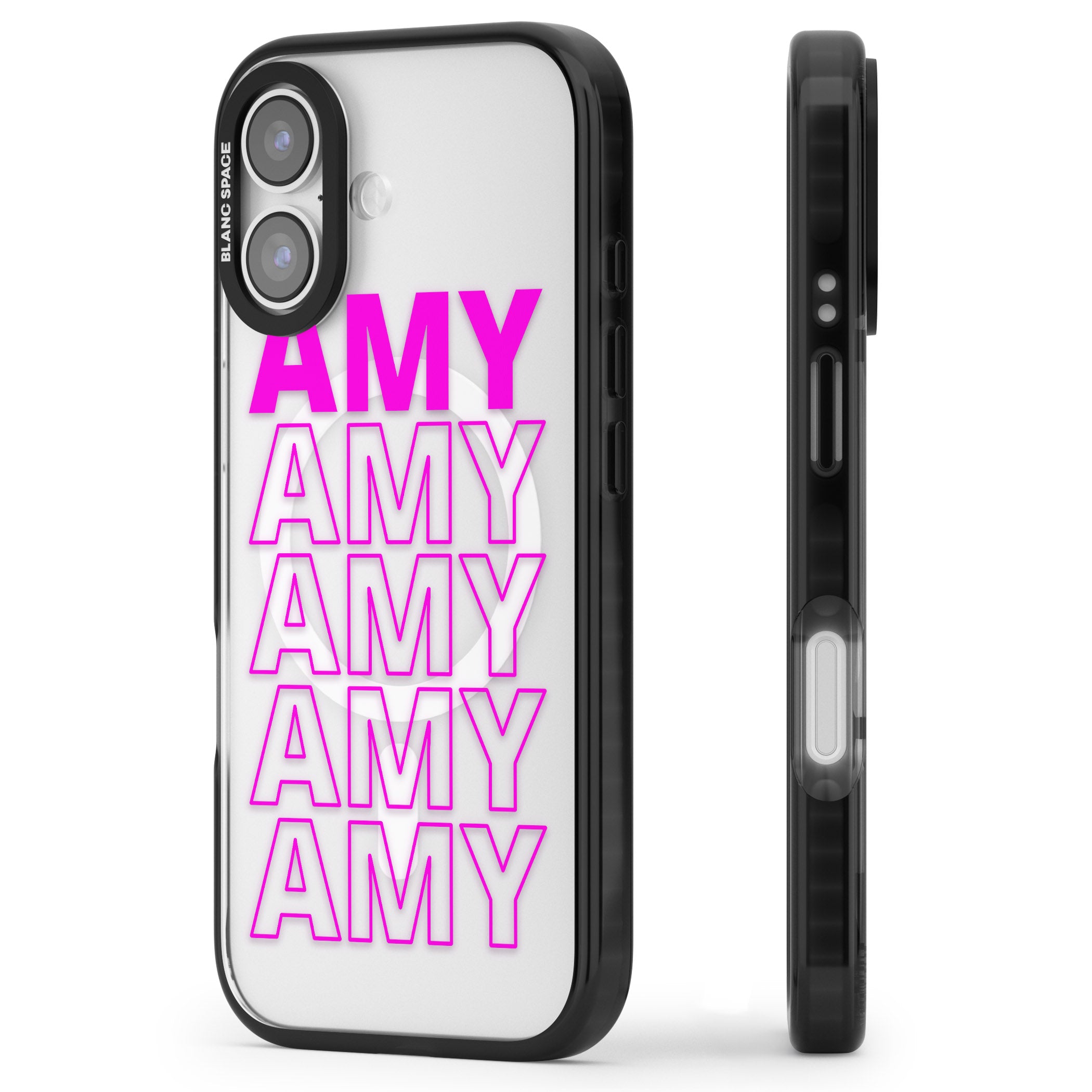 Personalised Bold Repeated Name iPhone 17 Impact Pro Black Phone Case Side Profile