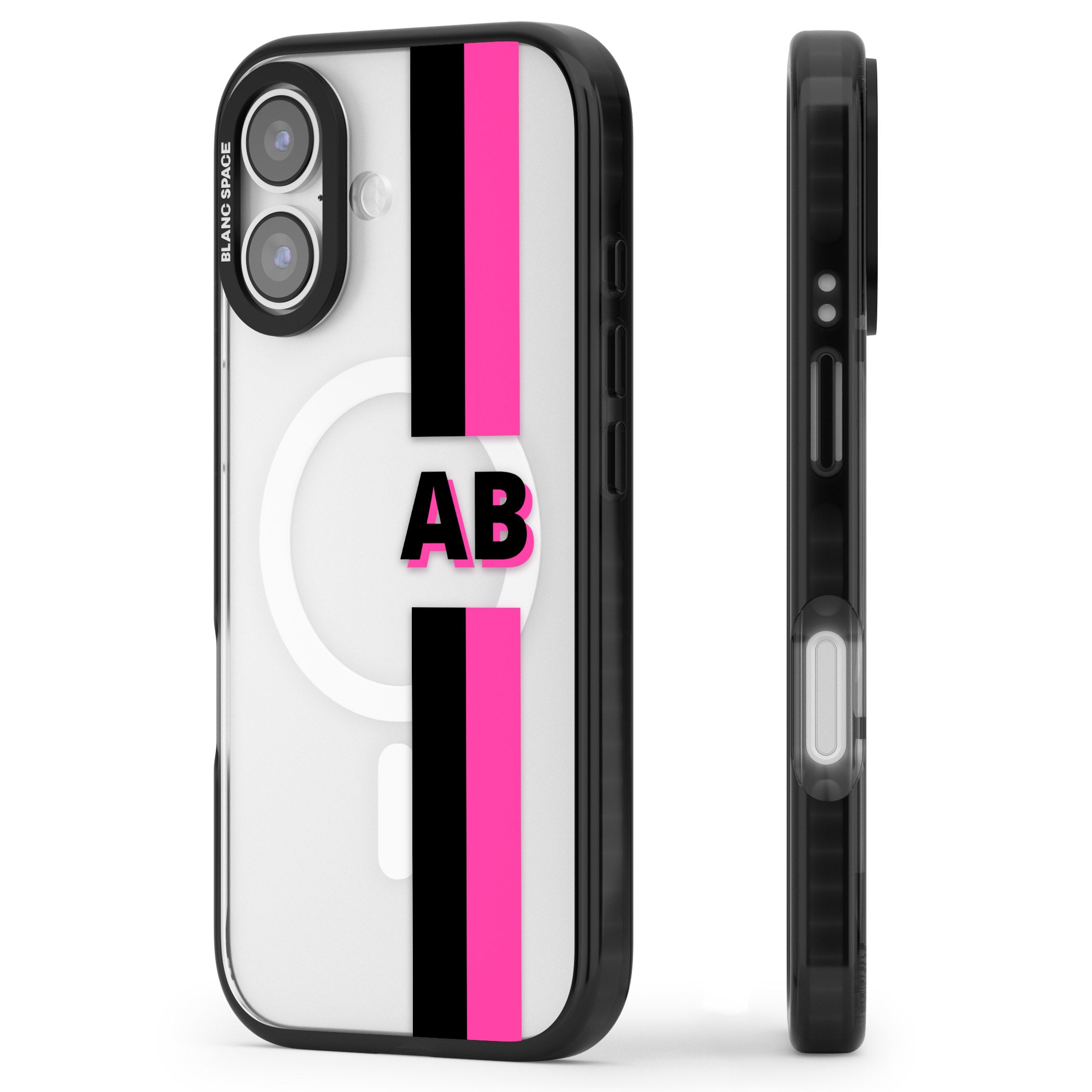 Personalised Bold Name Stripe iPhone 17 Impact Pro Black Phone Case Side Profile