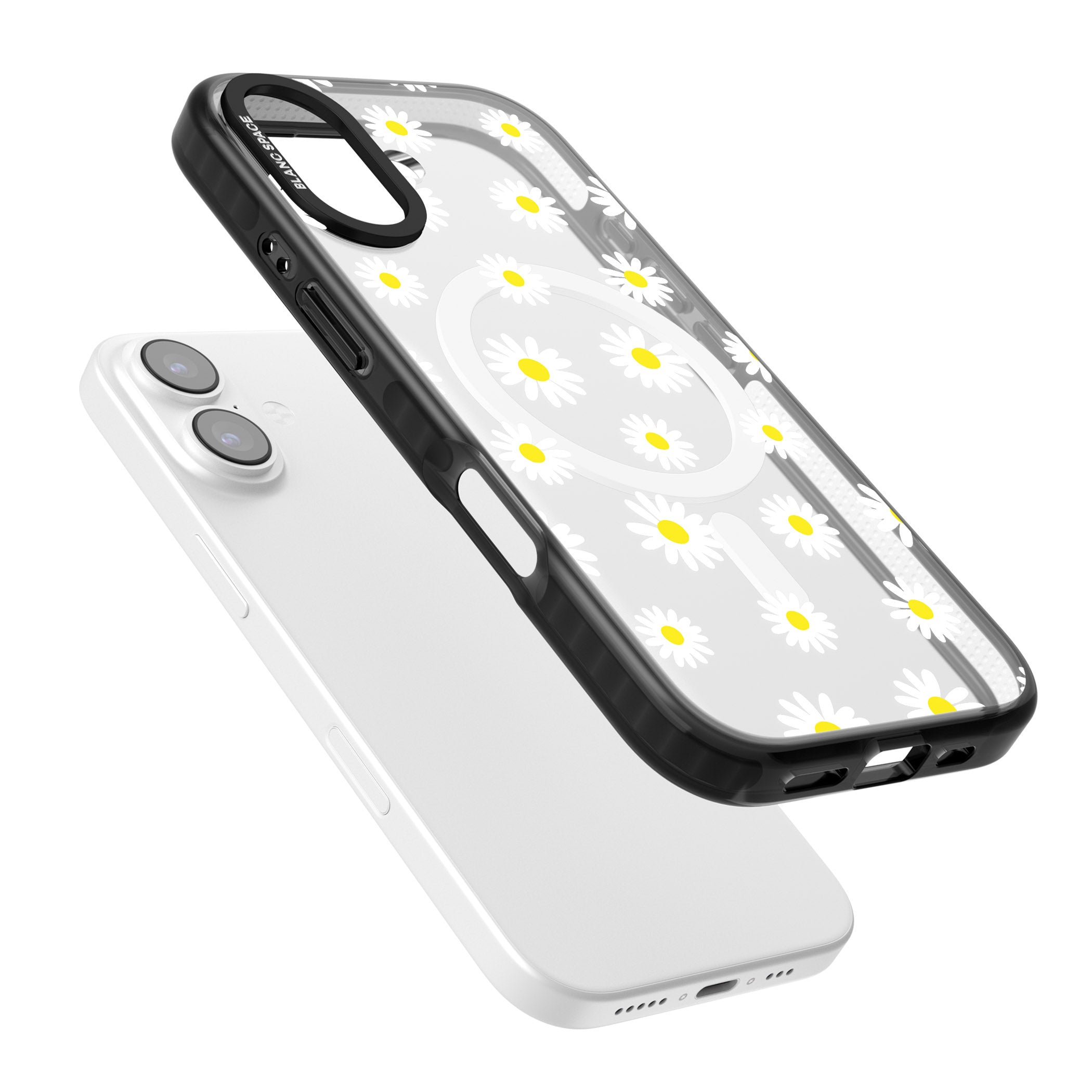 Personalised White Daisy Pattern iPhone 17 Impact Pro Black Phone Case Colours