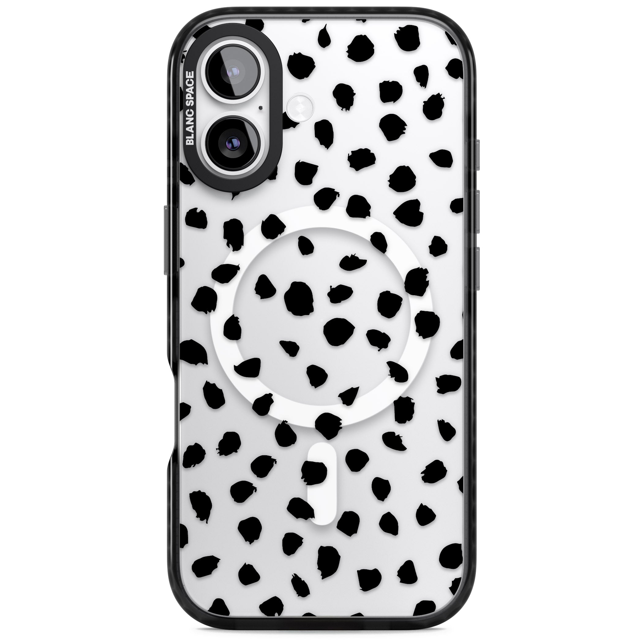 Black Dalmatian Polka Dot iPhone 17 Impact Pro Black Phone Case