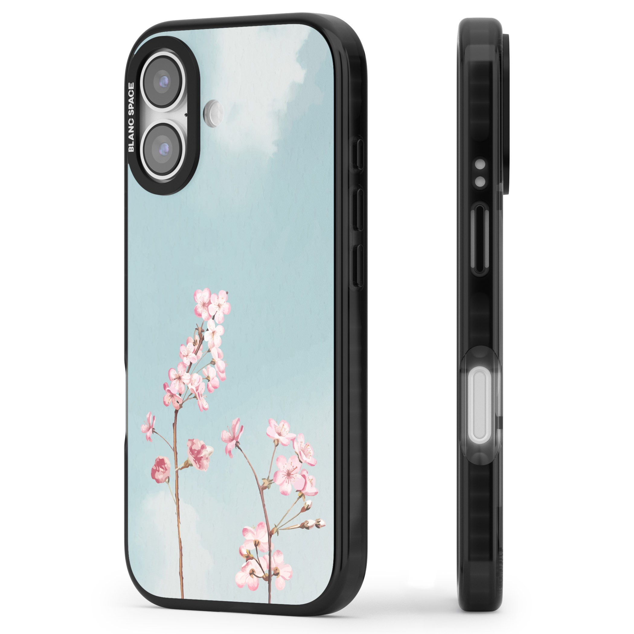 Blossom Flower Sky iPhone 17 Impact Pro Black Phone Case Side Profile